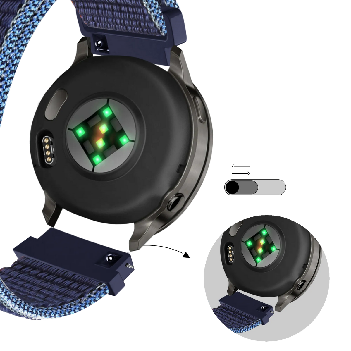 Bandz Garmin Vivomove Trend Nylon Loop Strap (Dark Blue Mix)
