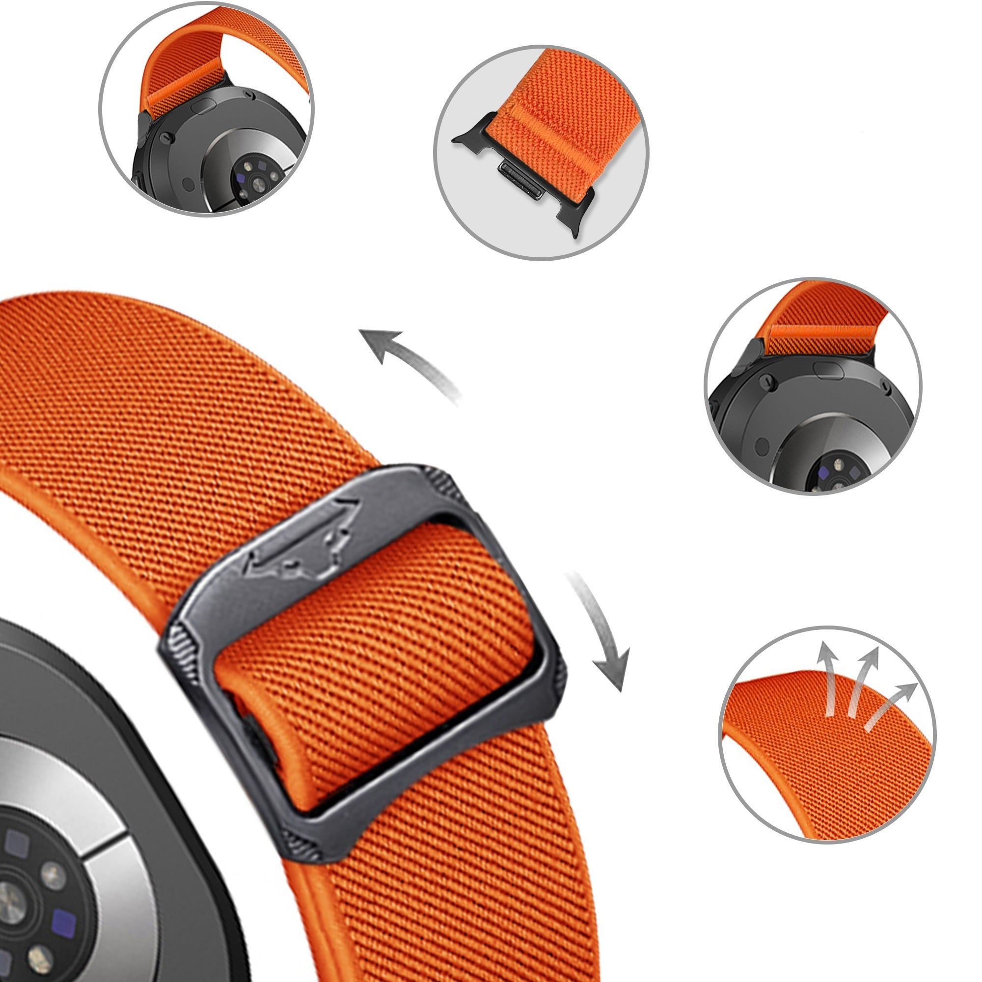Samsung Galaxy Watch 9 - 44mm Elastic Strap (Orange)