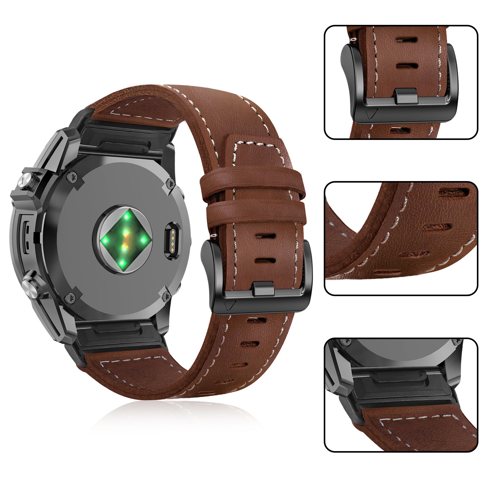 Garmin D2 Mach 1 Premium Lederarmband (Dunkelbraun)