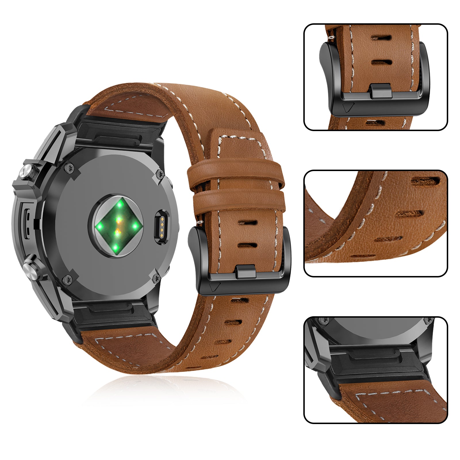 Garmin Fenix 5x / 6x Premium Lederarmband (Braun)