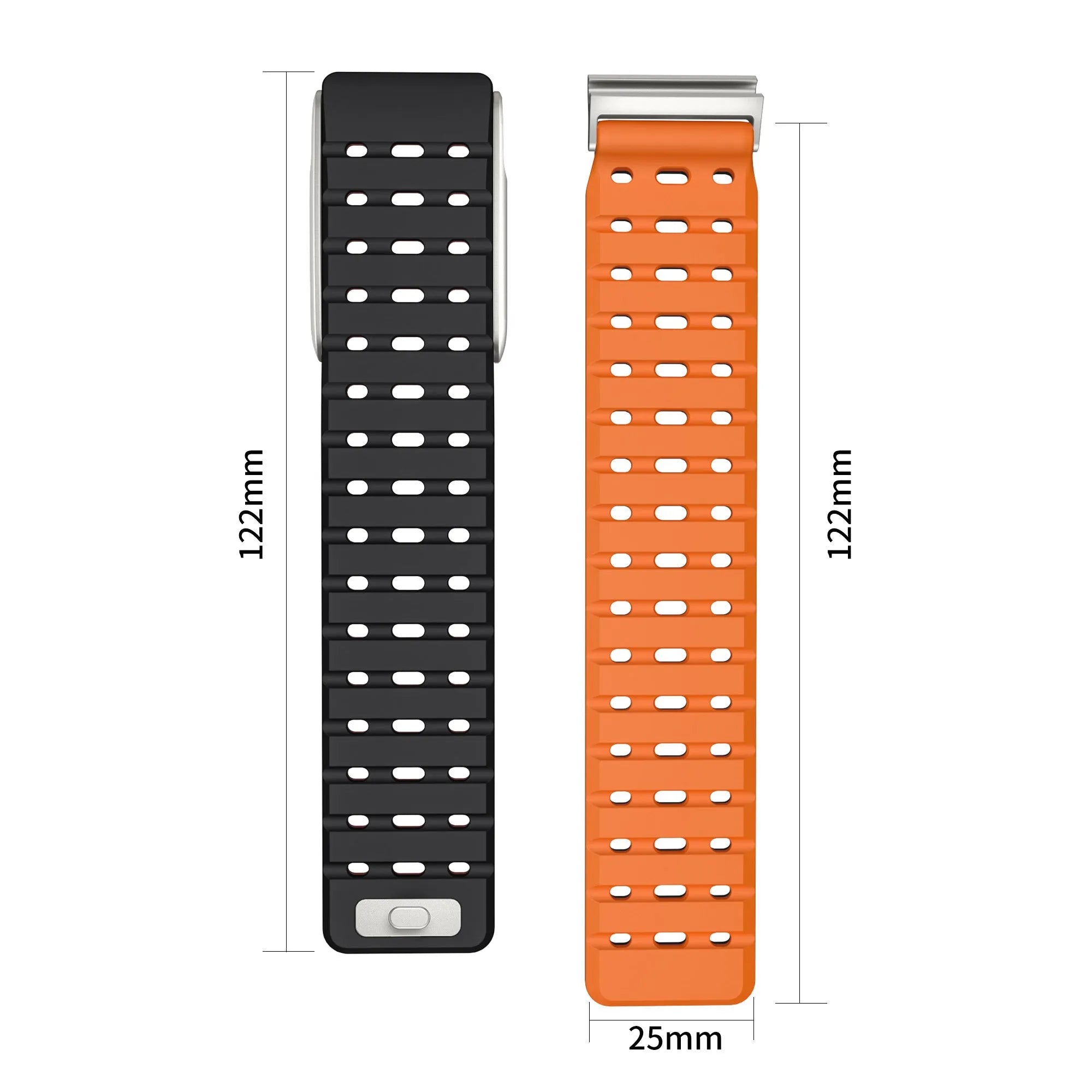 Kompatibel mit Whoop MG magnetisches Silikonarmband (Schwarz/Orange)