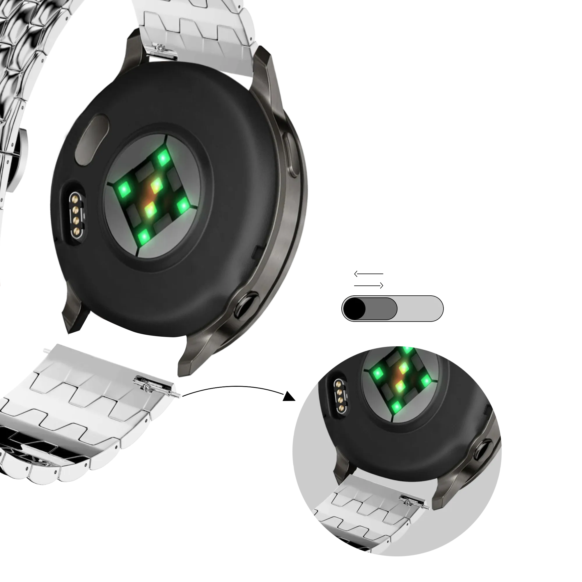 Bandz Garmin Approach J1 Stahlarmband 'Dragon' (Silber)