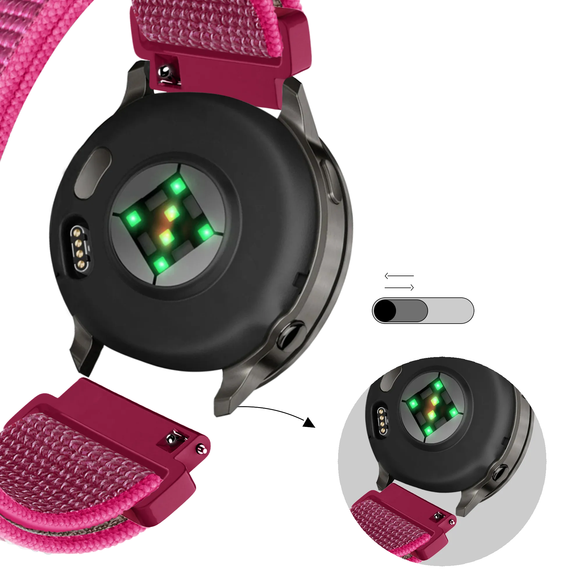 Bandz Garmin Forerunner 265s Nylon Loop Armband (Dragonfruit)