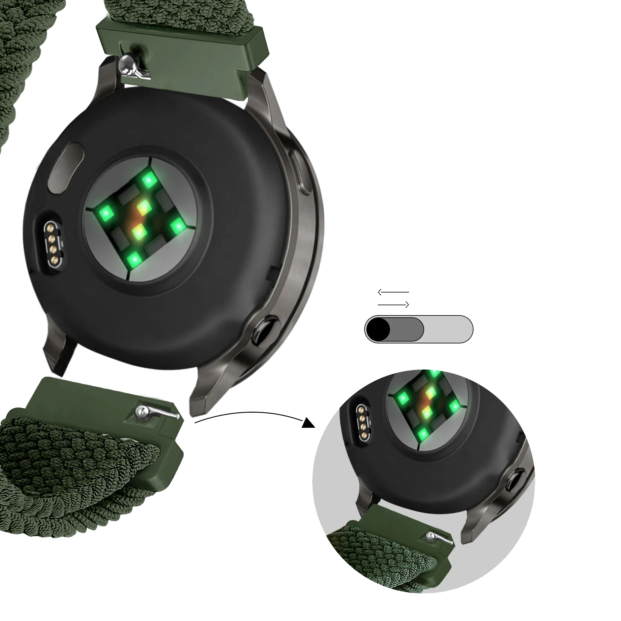 Bandz Garmin Venu 2s Verstellbares Geflochtenes Armband (Grün)