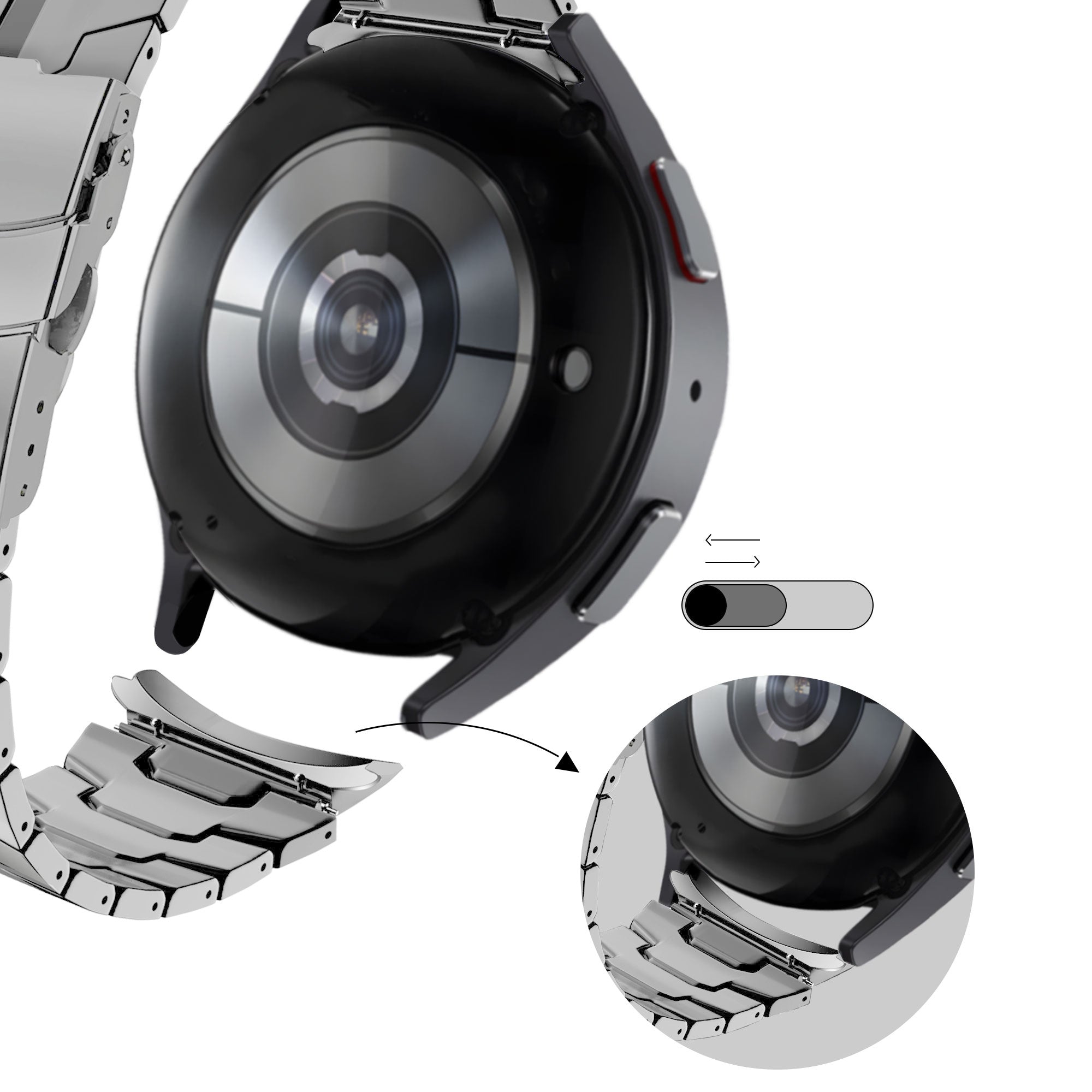 Bandz Samsung Galaxy Watch 4 Classic 46mm Stahlarmband 'Iron' (Silber)