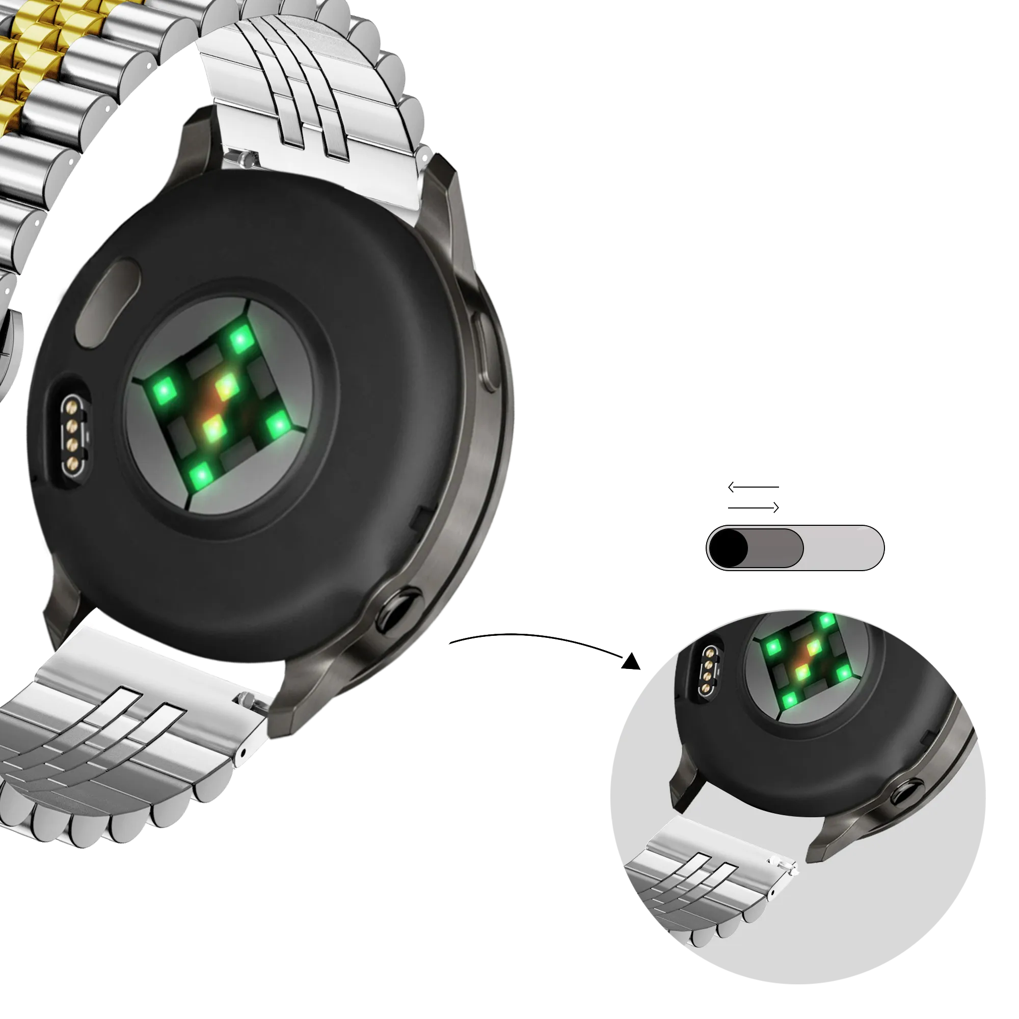 Bandz Garmin Venu 4 - 41mm Stahlarmband 'Jubilee' (Silber/Gold)
