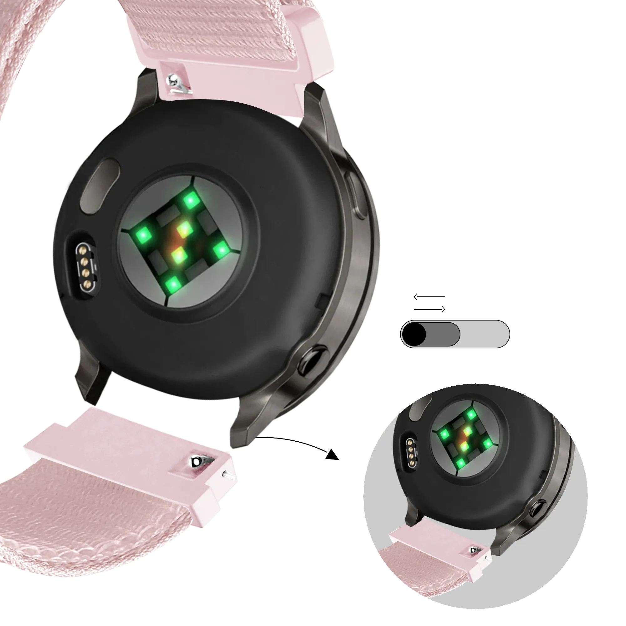 Bandz Garmin Venu SQ 2 Nylon Loop Armband (Hell Rosa)