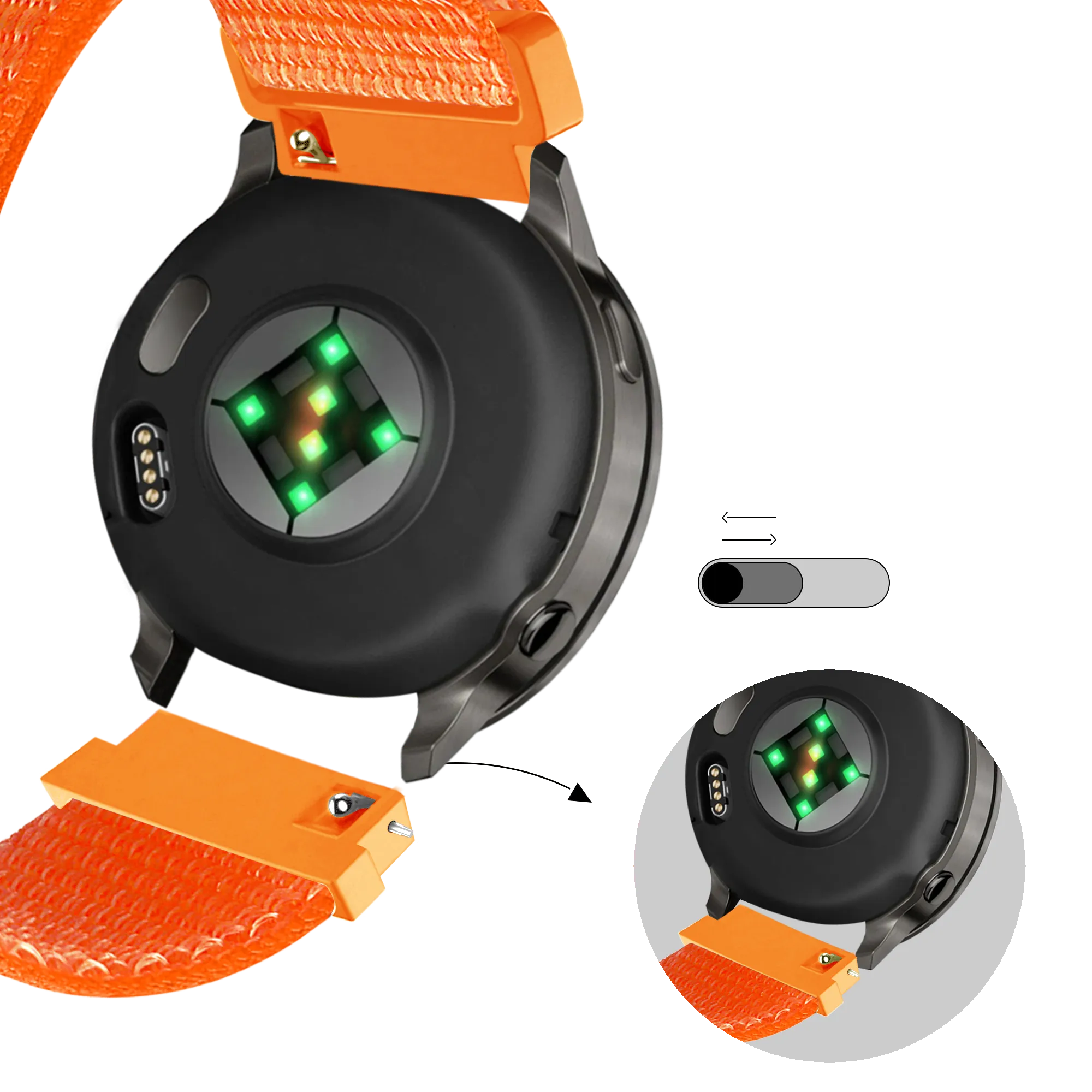 Bandz Garmin Forerunner 265 Nylon Loop Armband (Orange)