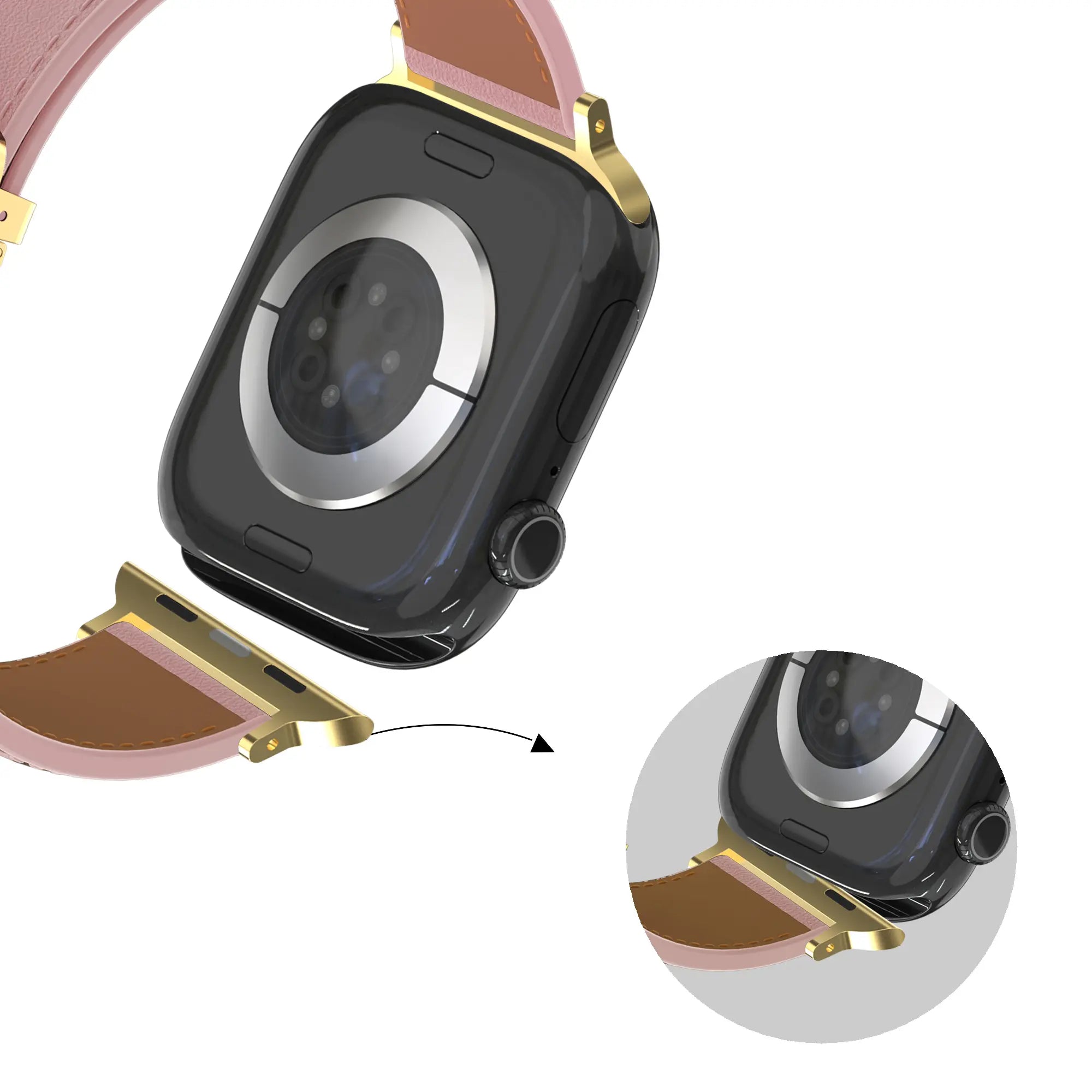Bandz Apple Watch Lederarmband 'D-Type' (Rosa)