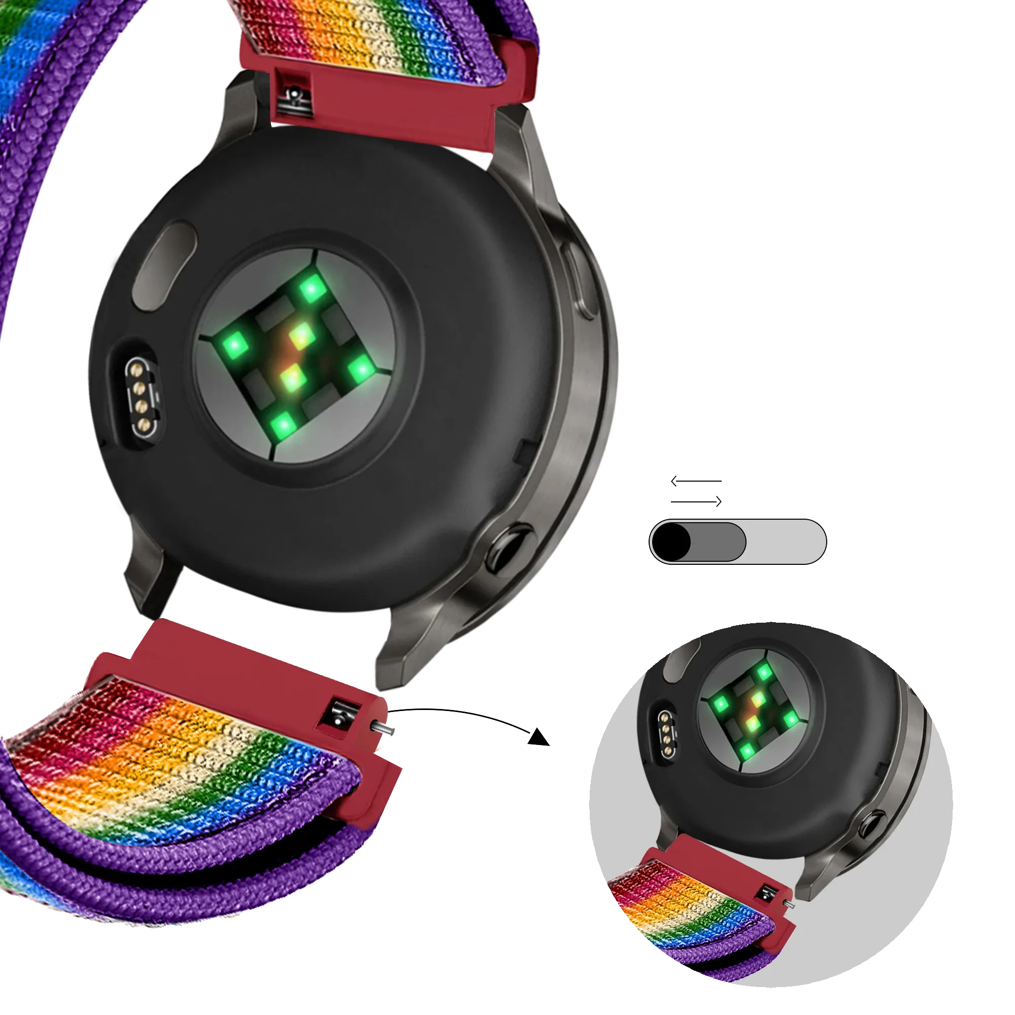 Bandz Garmin Venu 2s Nylon Loop Armband (Regenbogen)