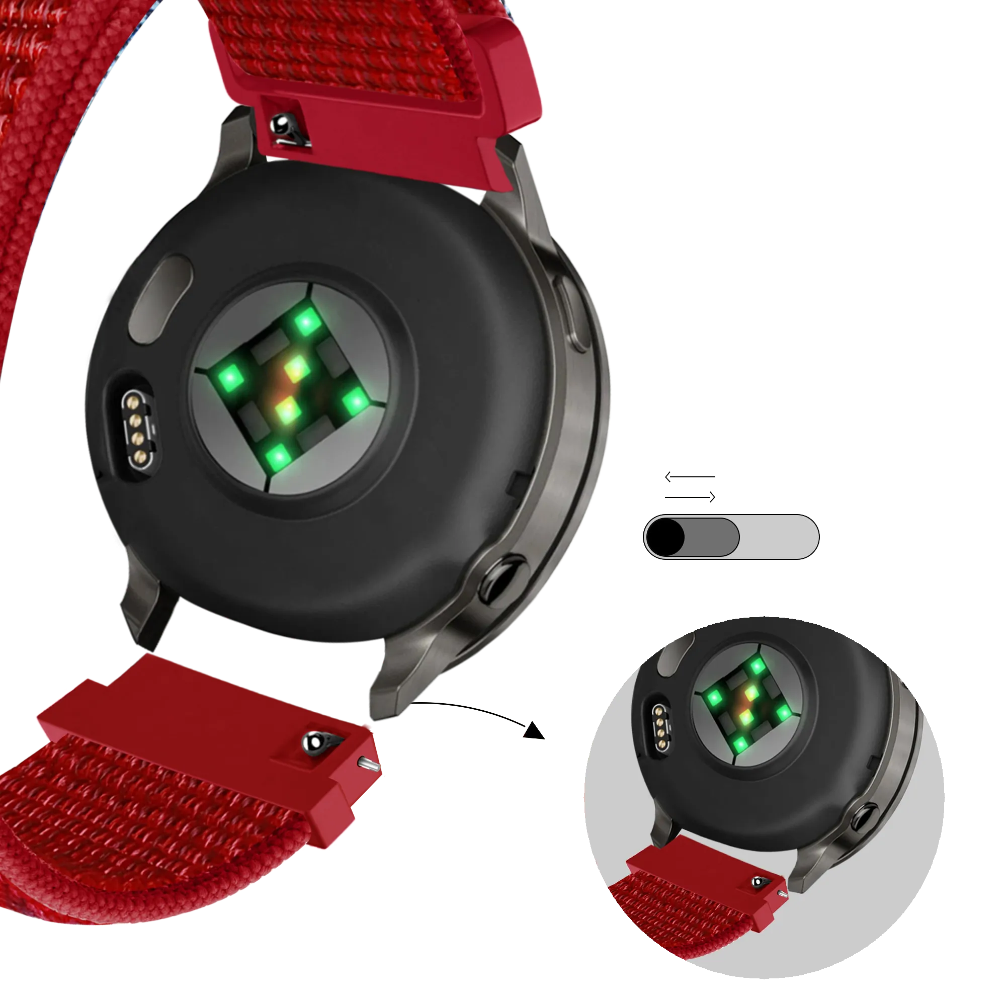 Bandz Garmin Vivoactive 6 Nylon Loop Armband (Rot)