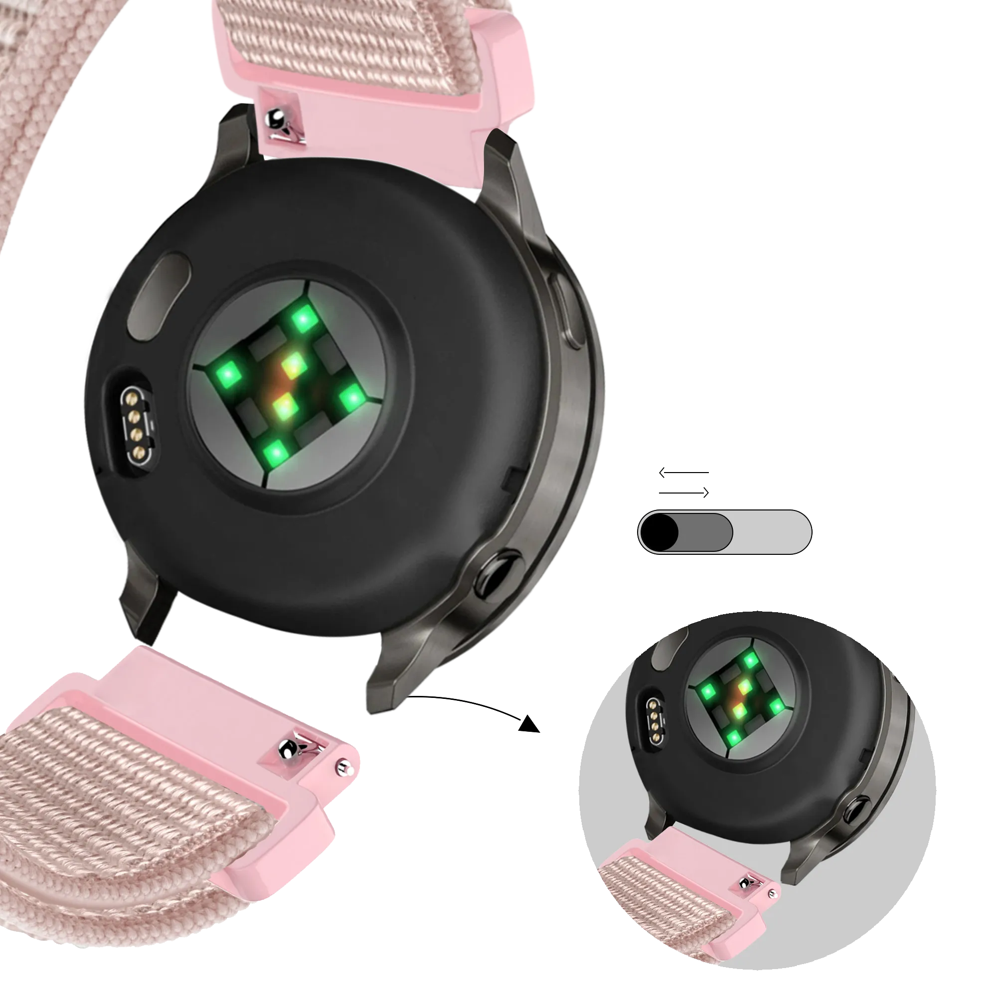 Bandz Garmin Venu 4 - 41mm Nylon Loop Strap (Rose Gold)