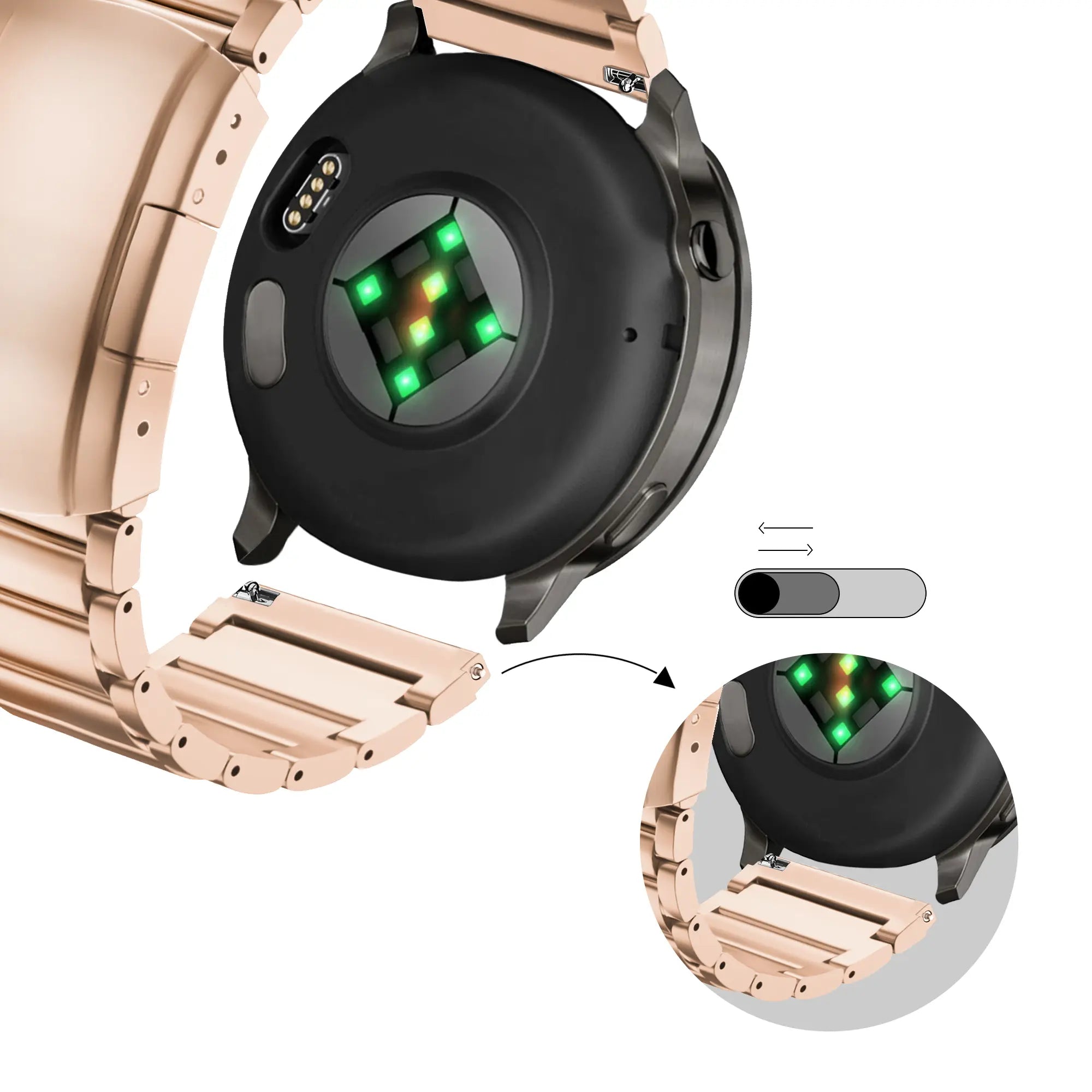 Bandz Garmin Forerunner 265s Titan-Gliederarmband (Roségold)