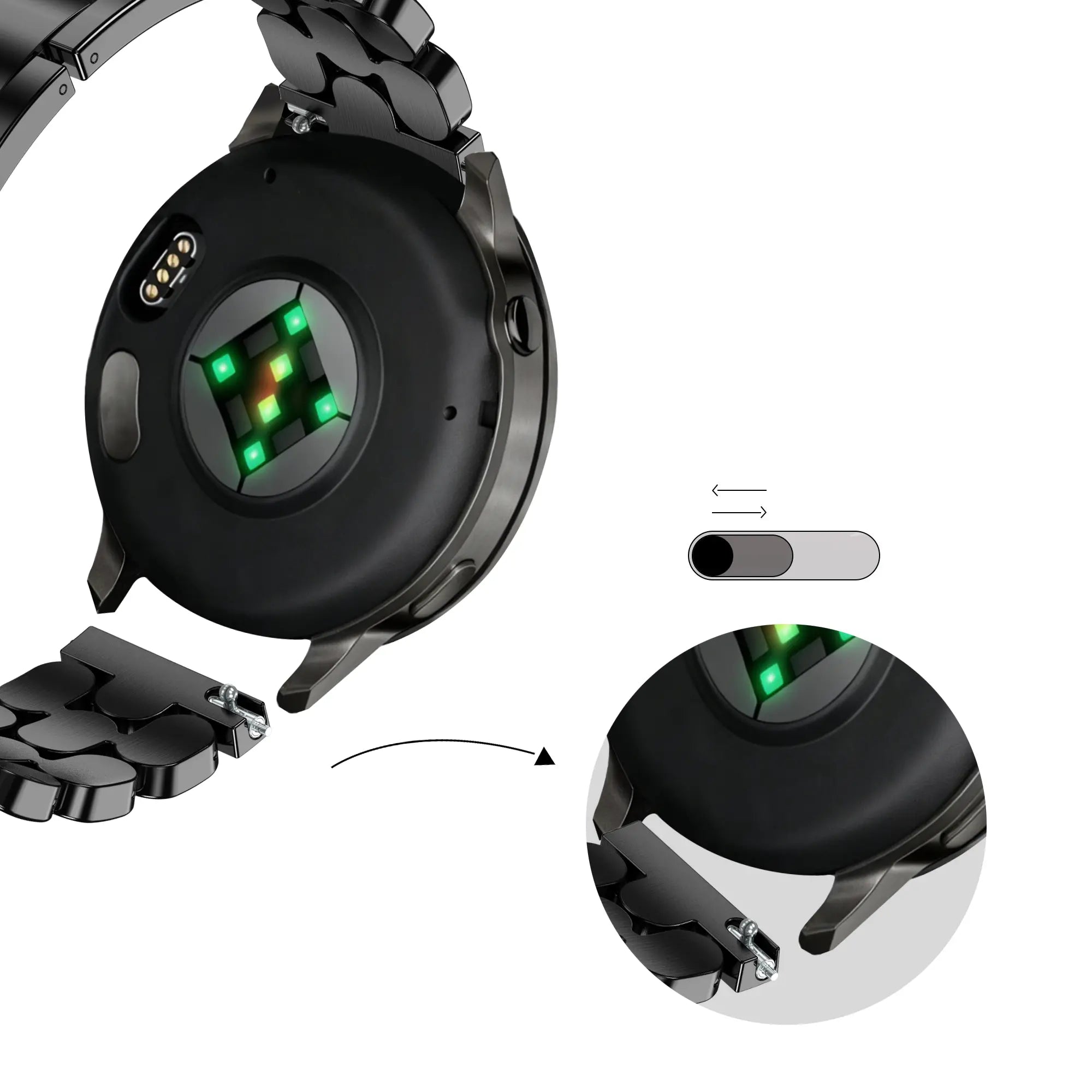 Bandz Garmin Vivomove 3s Stahlarmband 'Oval' (Schwarz)