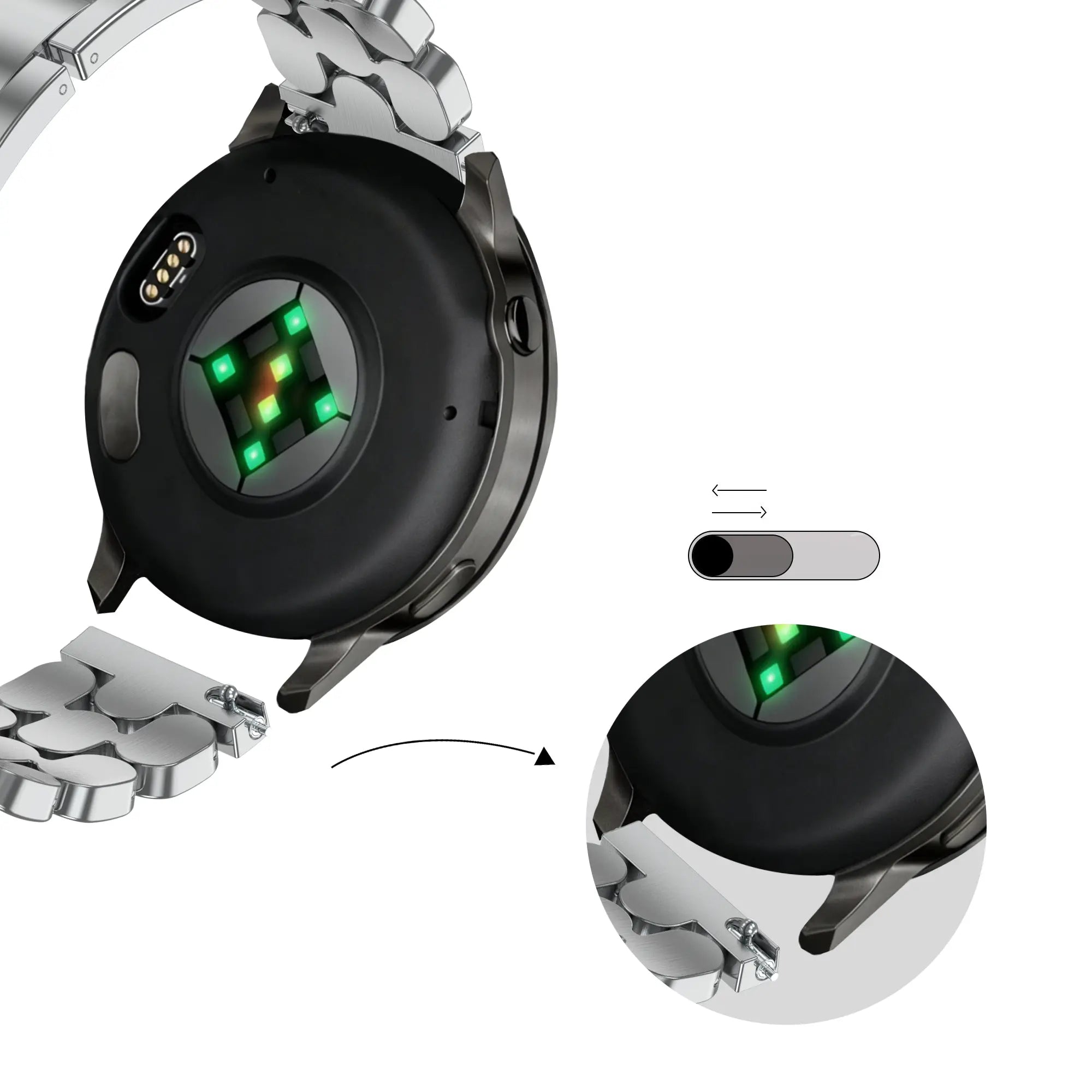 Bandz Zenwatch Venice Pro Steel Strap 'Oval' (Silver)