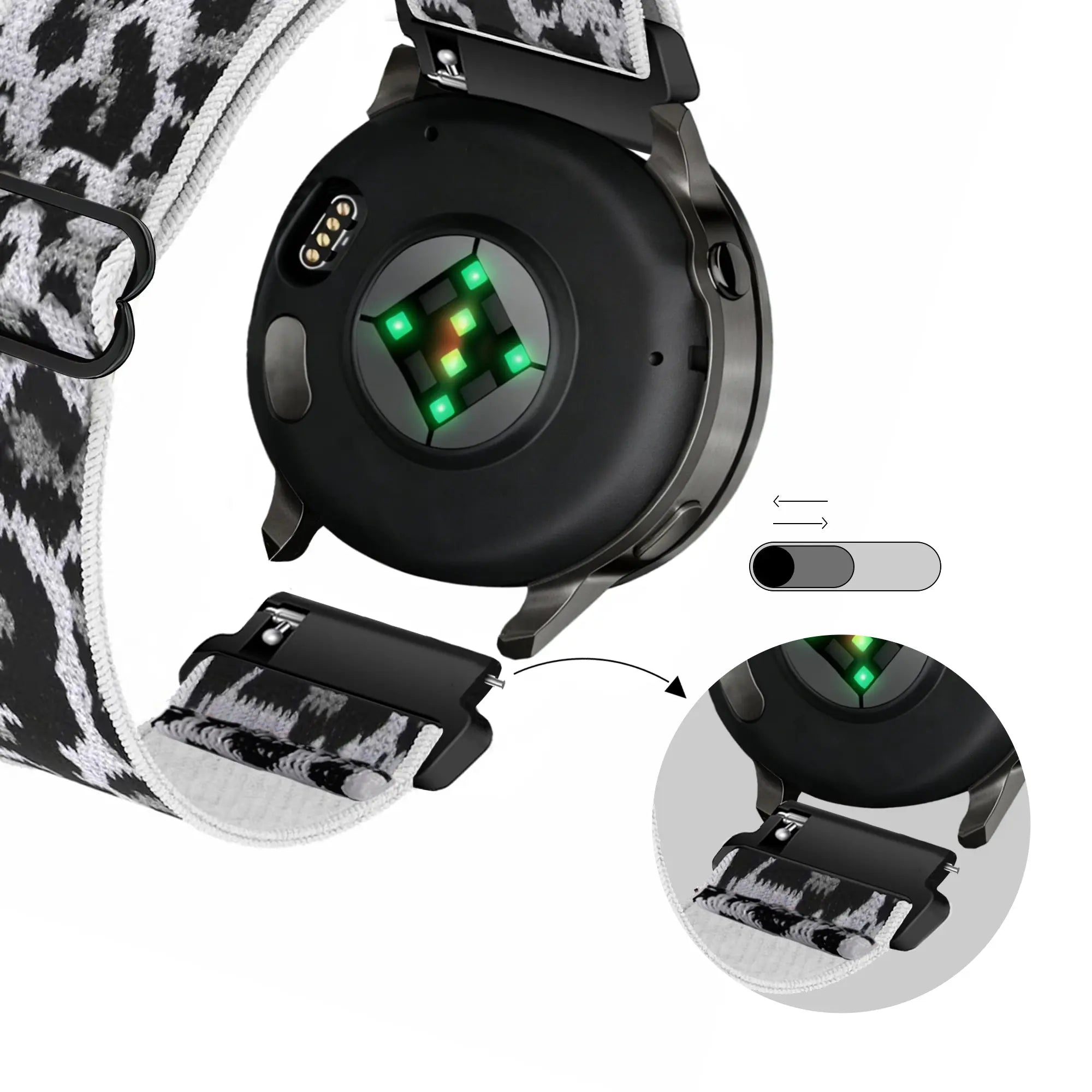 Bandz Samsung Galaxy Watch 7 - 40mm Elastisches Nylonband (Weiß-Leopard)
