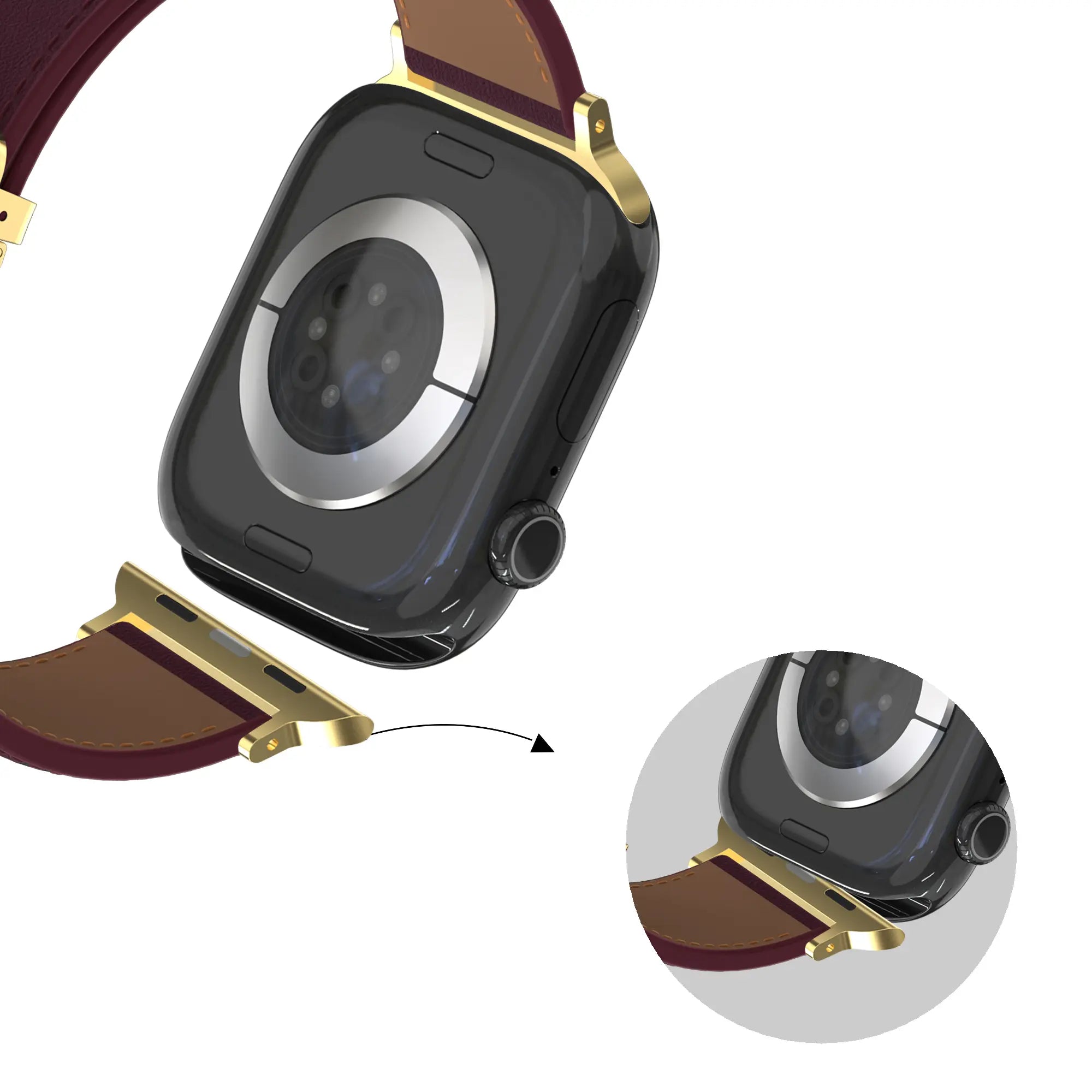 Bandz Apple Watch Lederarmband 'D-Type' (Wrinrot)