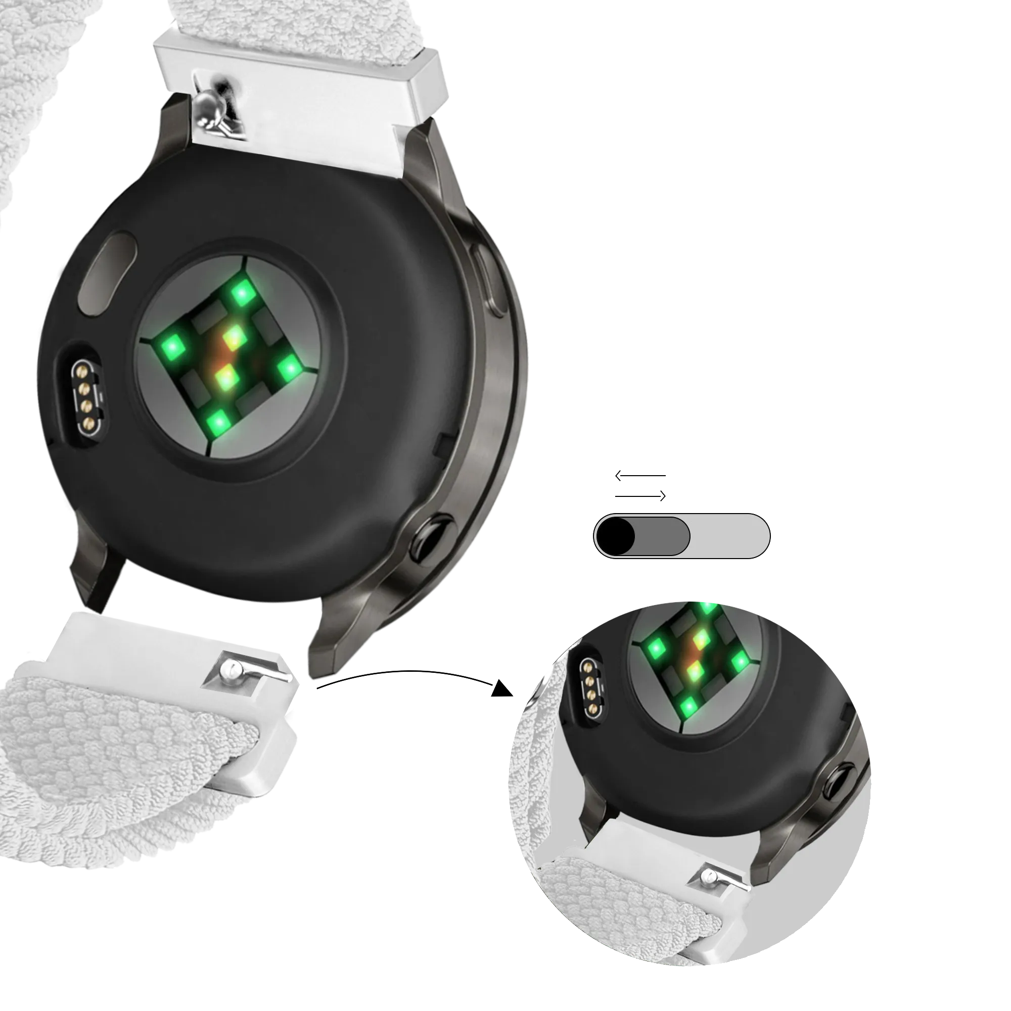 Bandz Garmin Vivoactive 4s Adjustable Braided Strap (White)