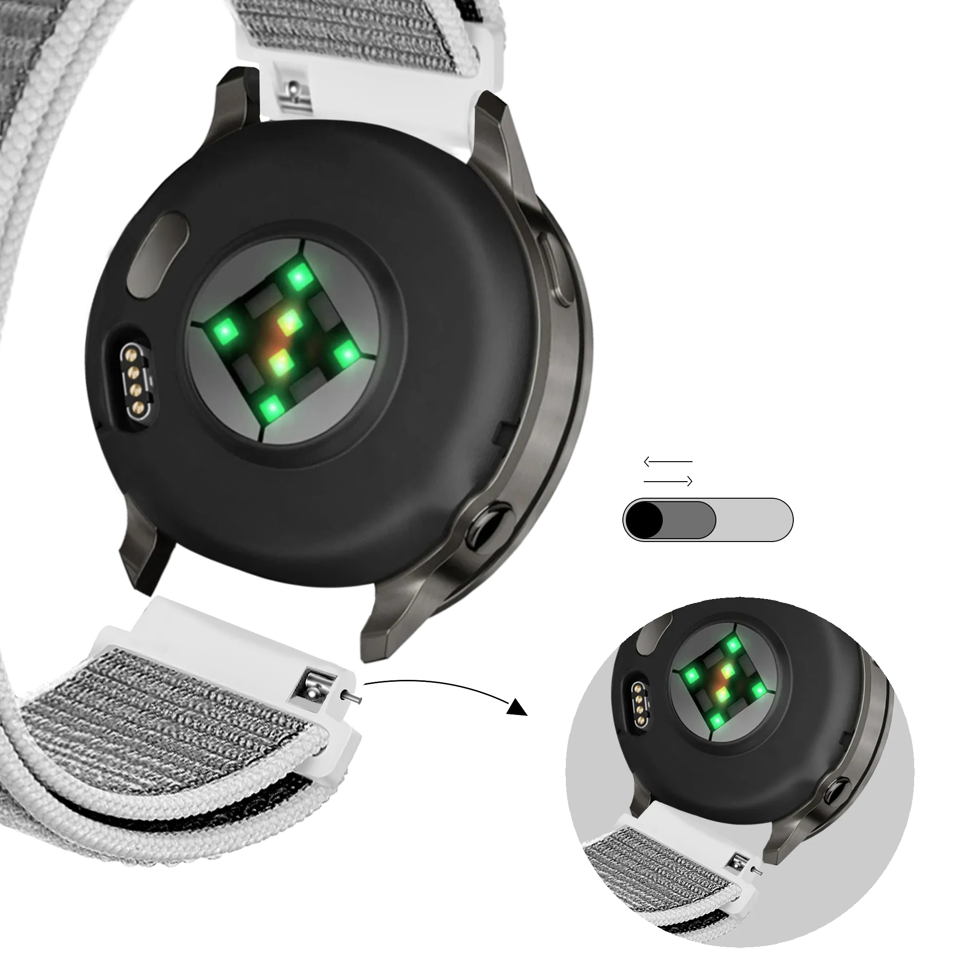 Bandz Garmin Approach J1 Nylon Loop Armband (Grau)
