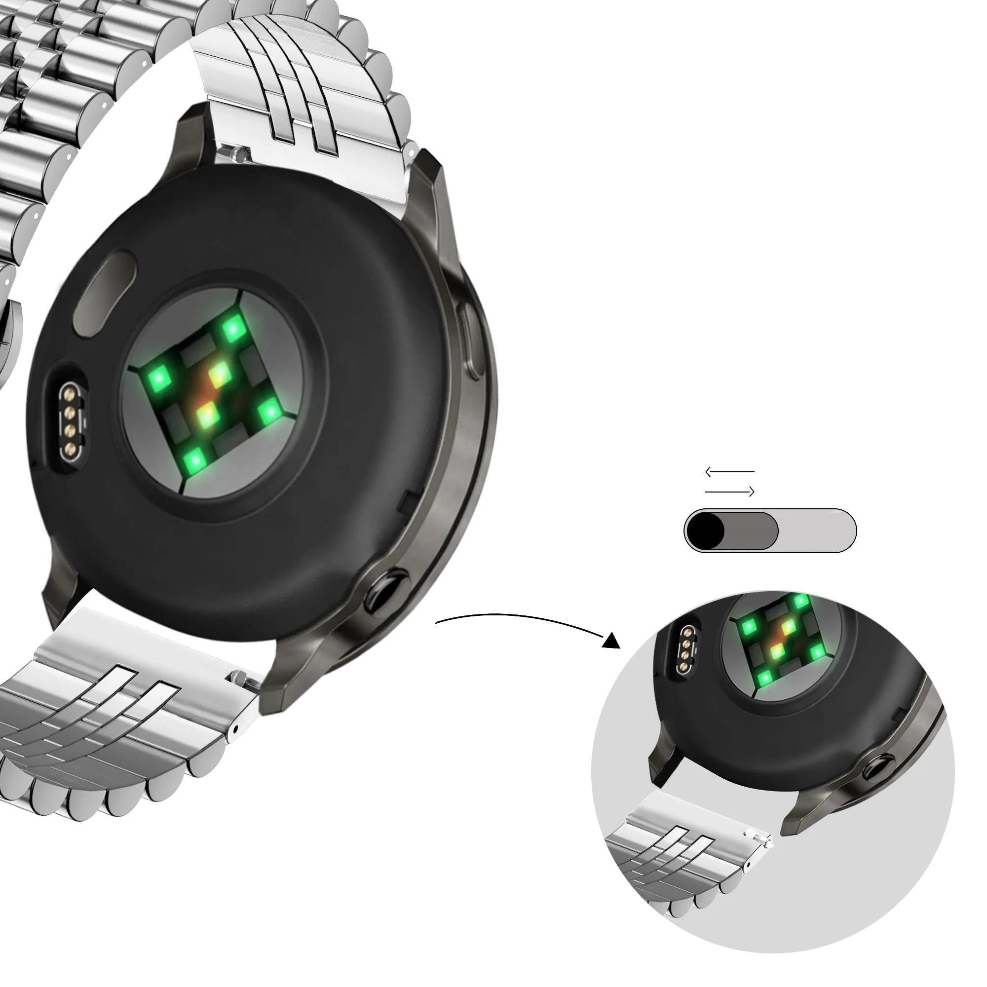 Bandz Garmin Forerunner 165 Stahlarmband 'Jubilee' (Silber)