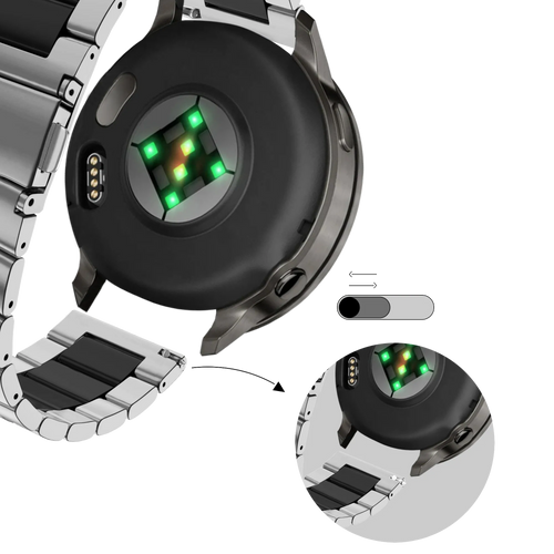 Bandz Garmin Approach S44 Stahlarmband 'Classic' (Silber/Schwarz)