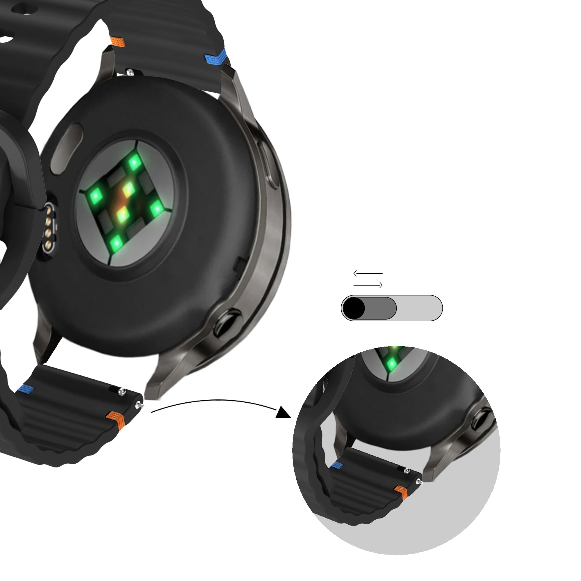 Bandz Garmin Approach S40 Silikonarmband 'Wave' (Schwarz)
