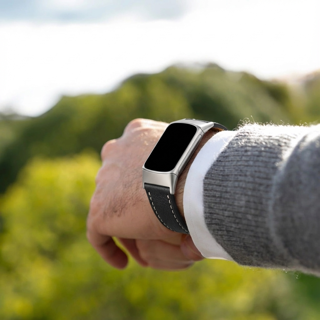 Fitbit Charge 5 Modern Lederarmband (Schwarz)