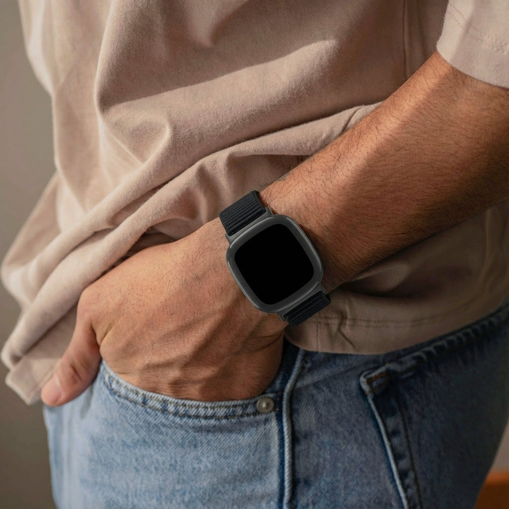 Fitbit Versa 4 Nylonarmband (Schwarz)