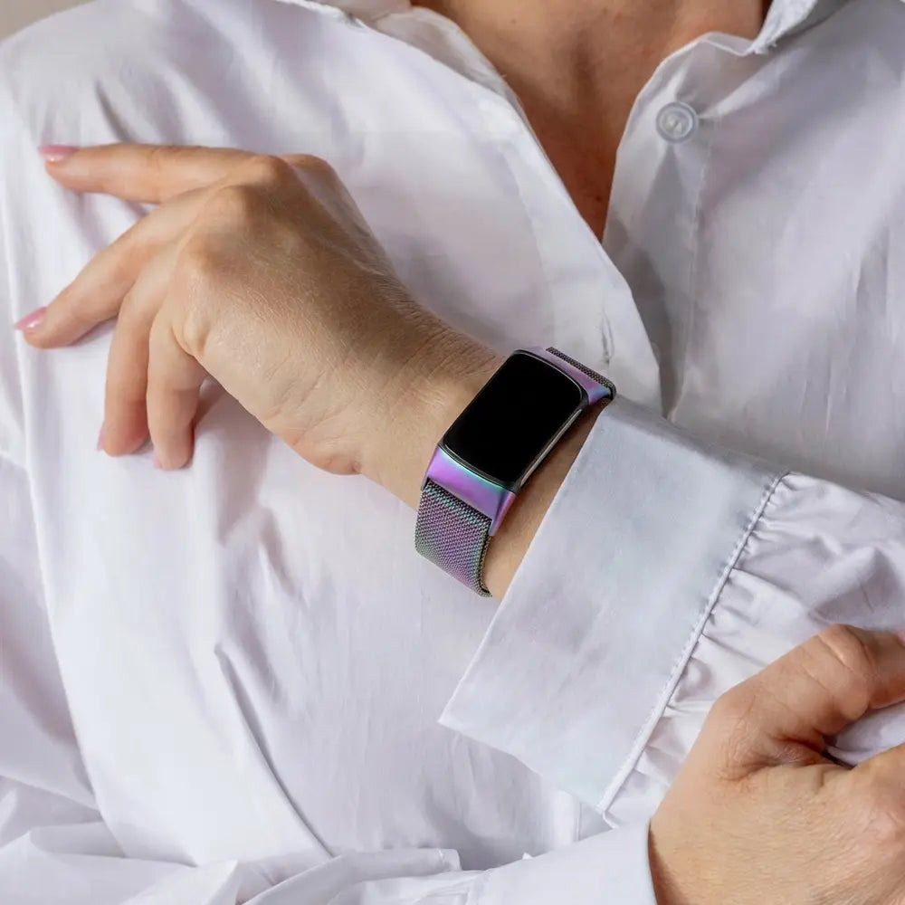 Fitbit Charge 6 Milanese band (regenboog)