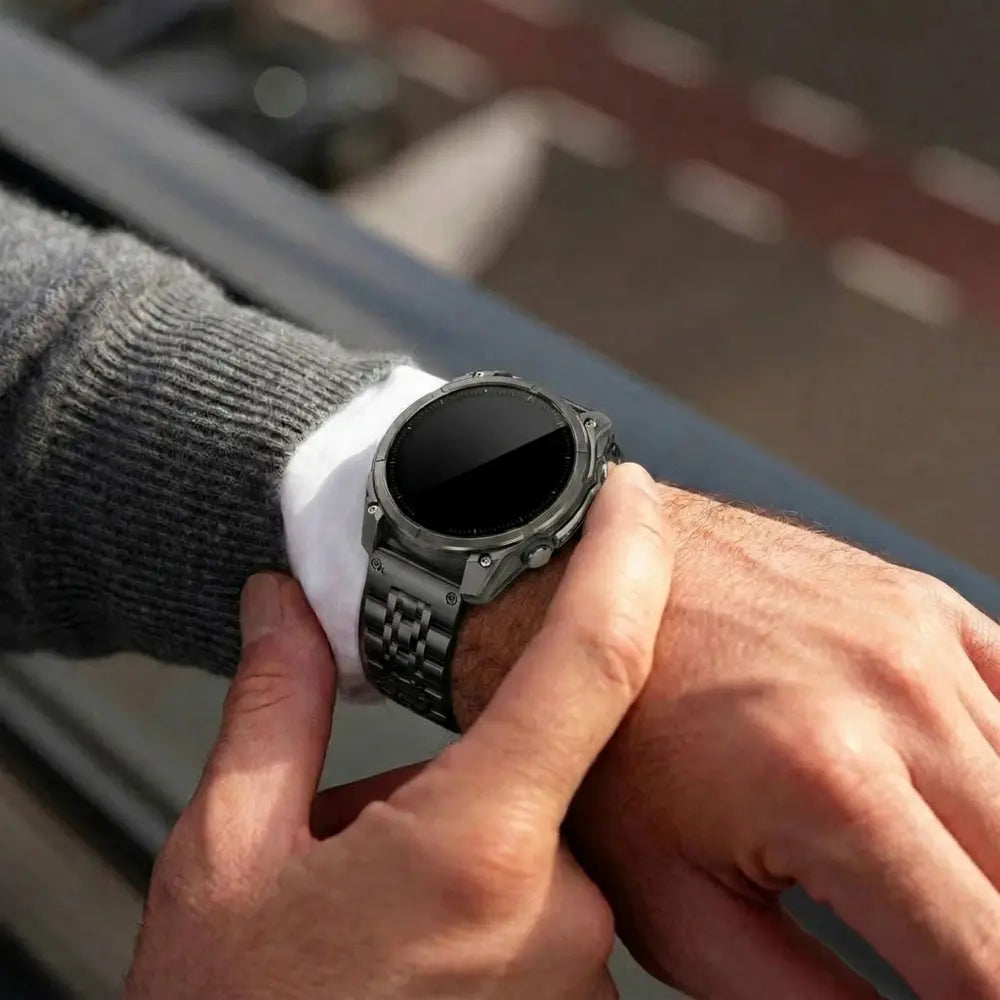 Garmin Fenix 7 Premium '7 bead' Steel Strap (Black)