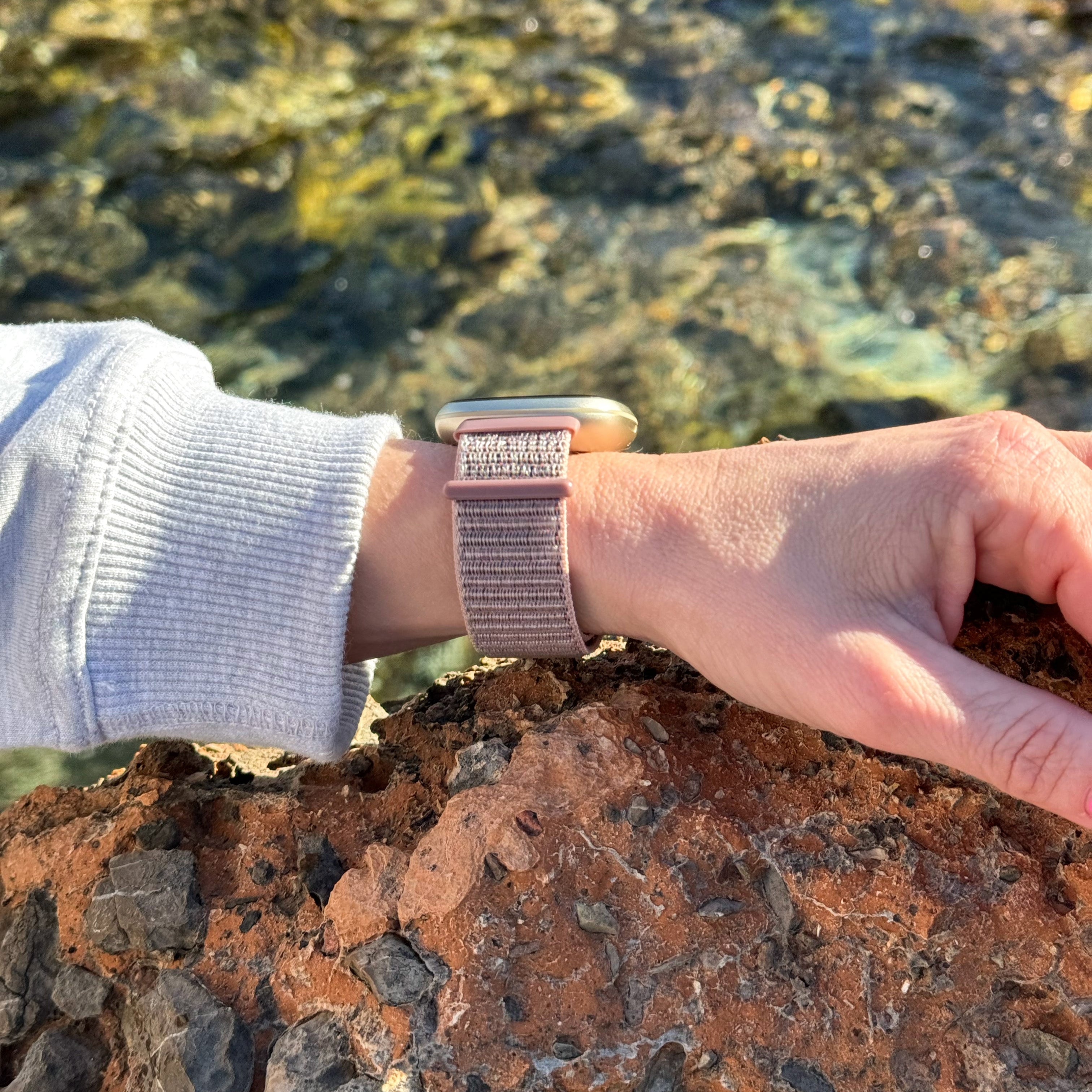 Fitbit Versa 3 Nylon Strap (Grey/Pink)