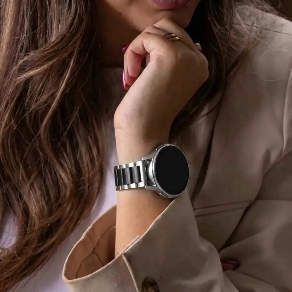 Samsung Galaxy Watch 46mm Gliederarmband (Silber / Schwarz)