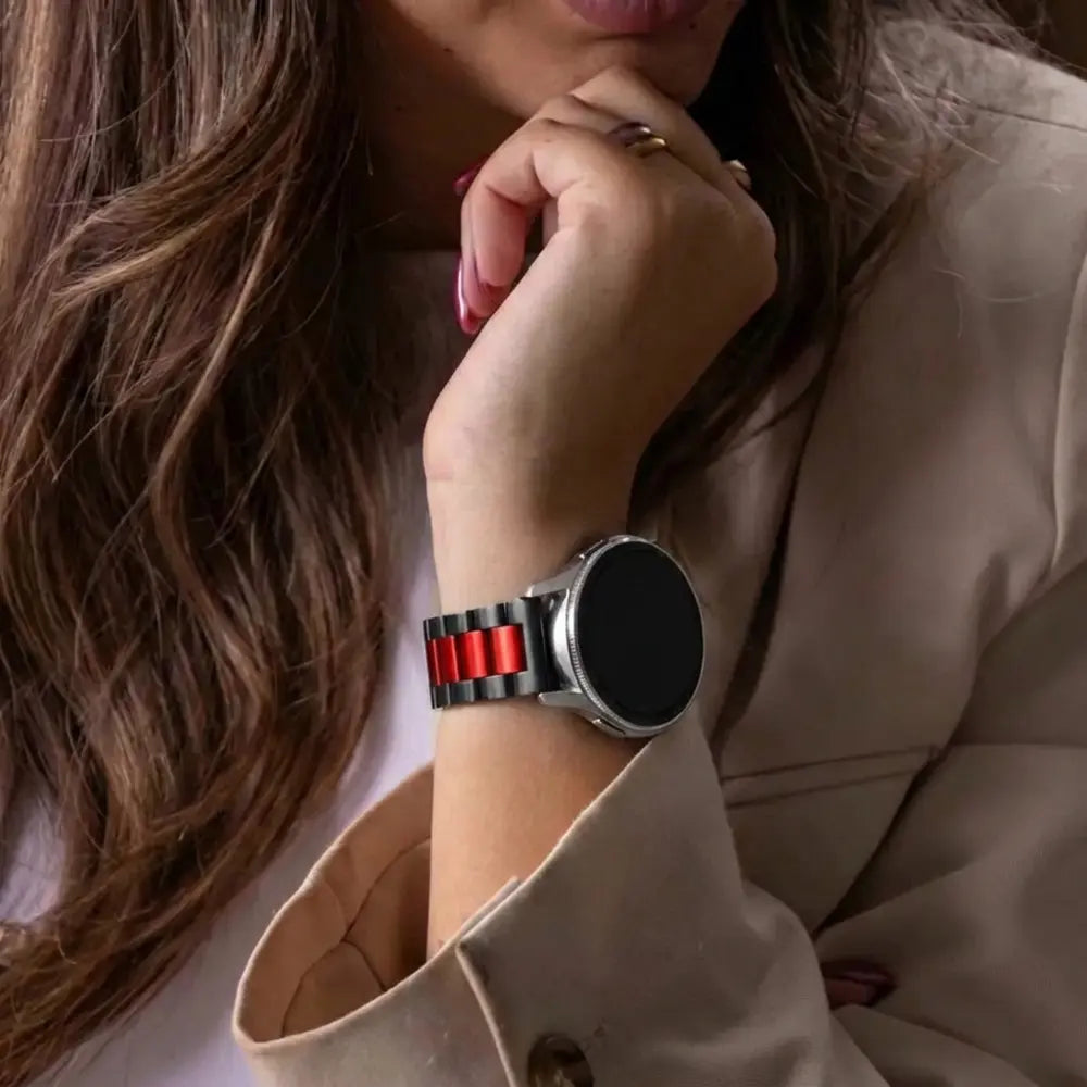 Samsung Galaxy Watch 46mm Gliederarmband (Schwarz / Rot)