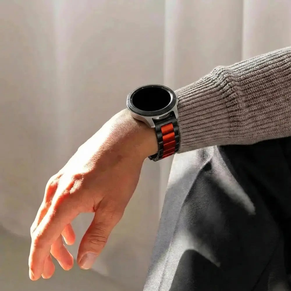 Samsung Galaxy Watch 46mm Gliederarmband (Schwarz / Rot)