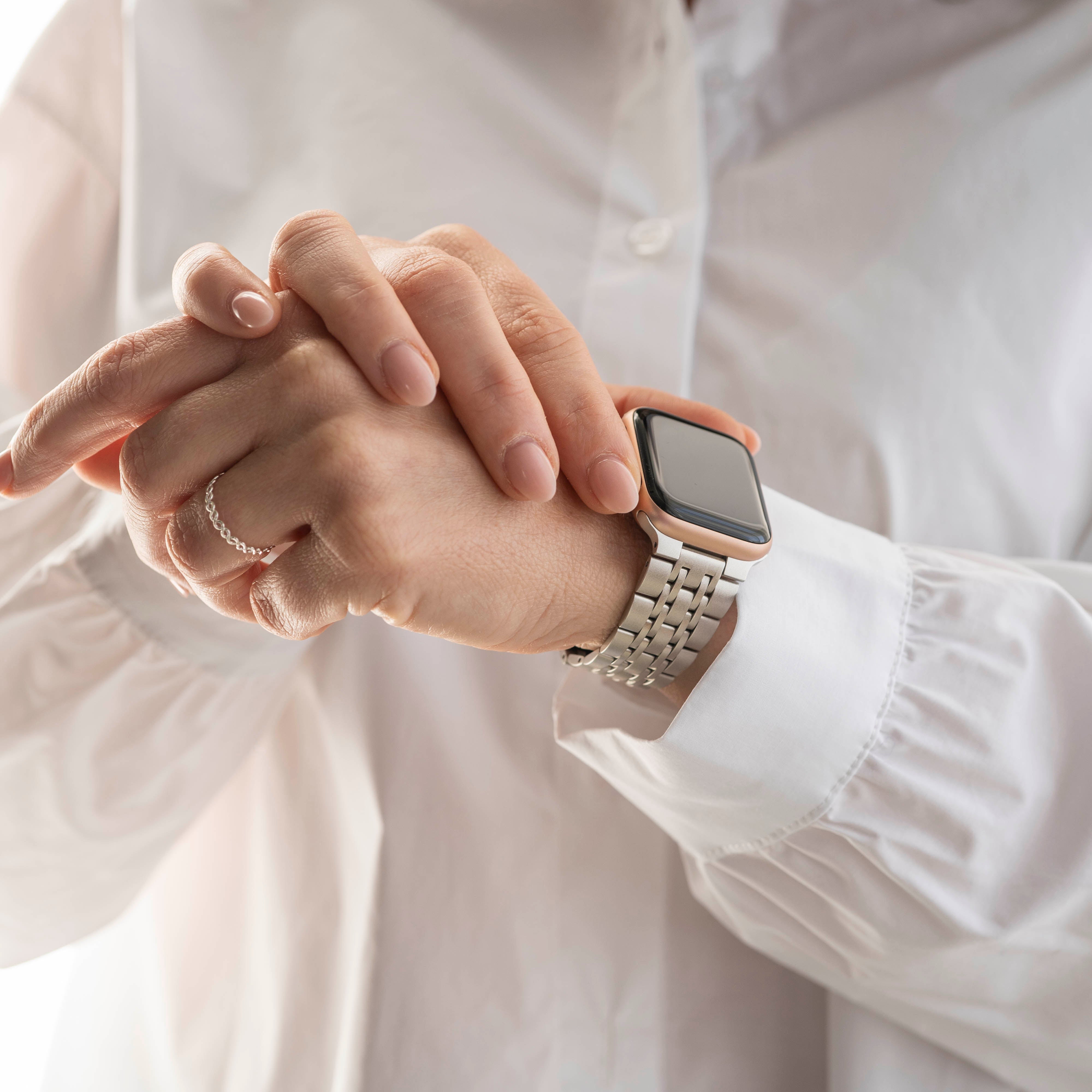 Apple Watch Luxury Steel Link Strap (Starlight)