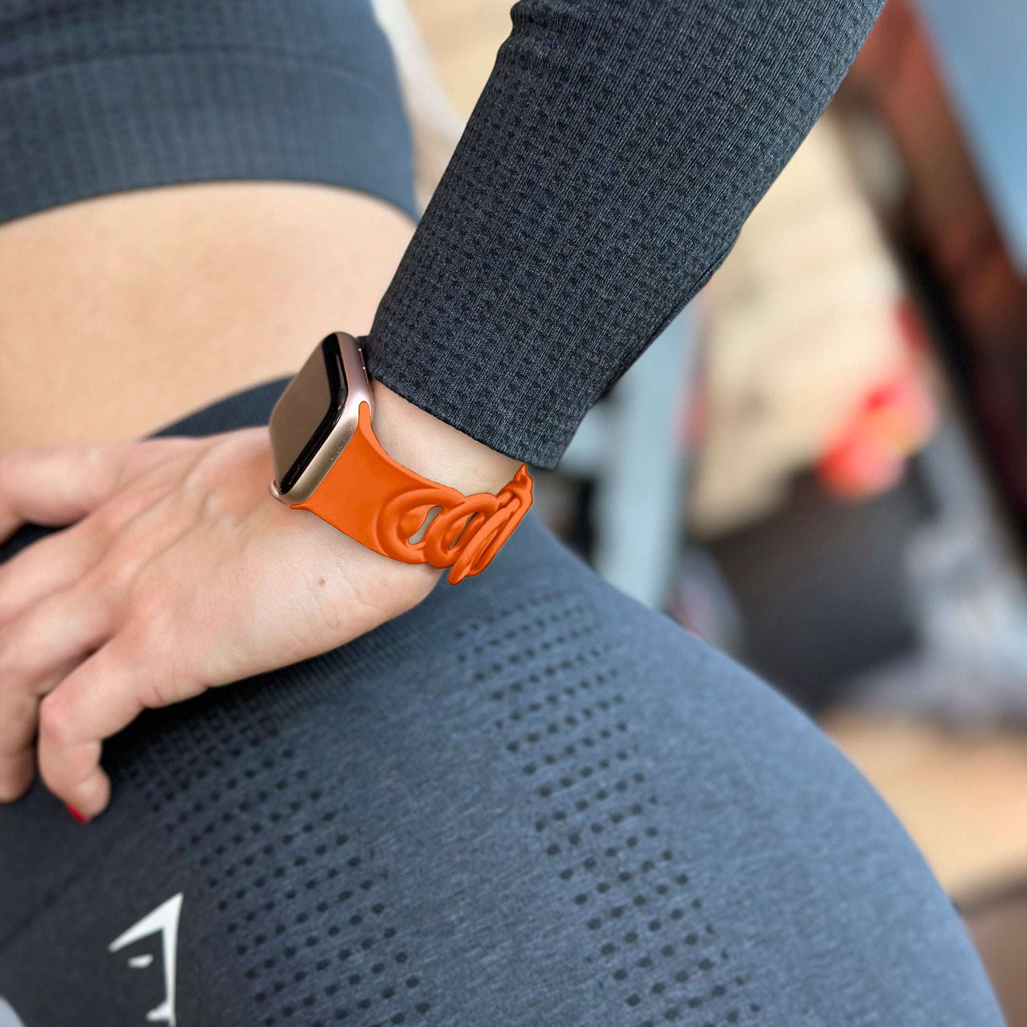 Apple Watch Silicone Chain Strap (Orange)