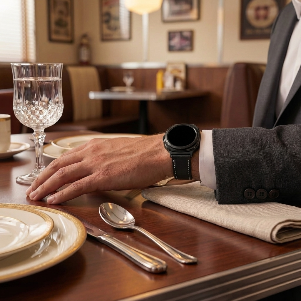 Samsung Galaxy Watch Ultra Leder-Schnallenarmband (Schwarz)