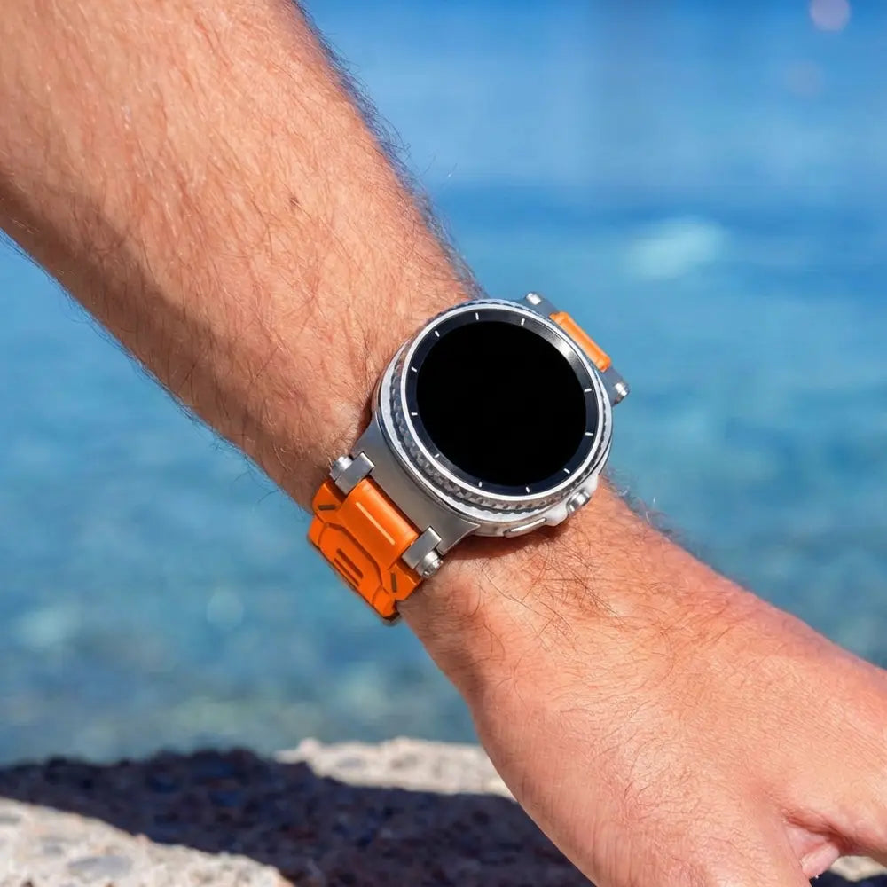 Samsung Galaxy Watch 8 - 40mm 'Explorer' Silicone Strap (Orange with Titanium)