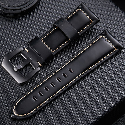Universal 24mm Genuine Leather Strap (Black)