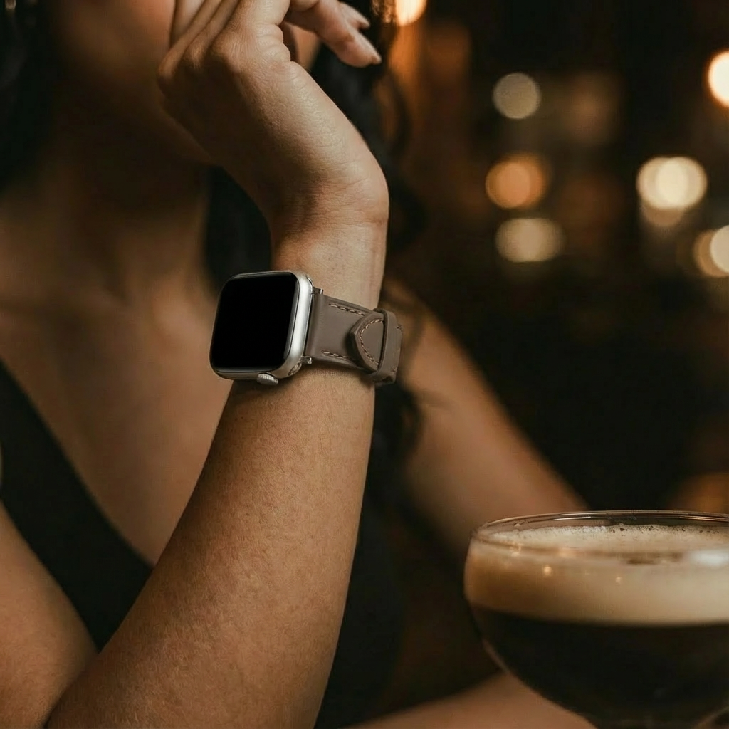 Apple Watch Slimfit Lederarmband (Dunkel Braun)