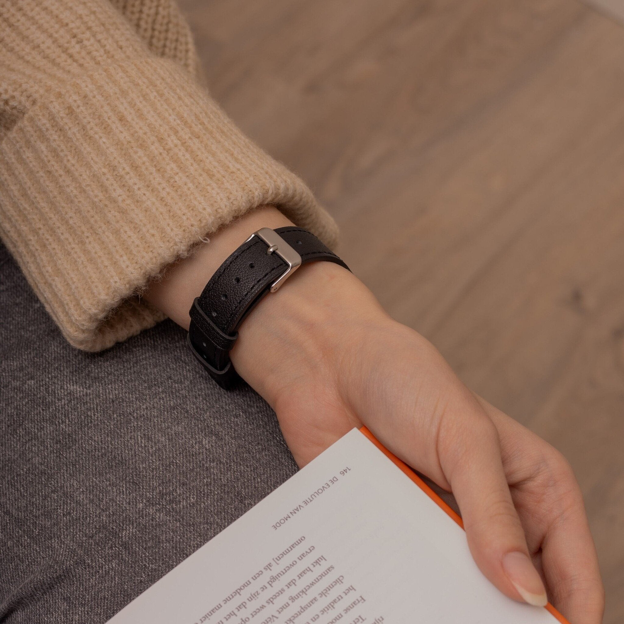 Samsung Galaxy Watch 46mm Lederarmband (schlank Schwarz)