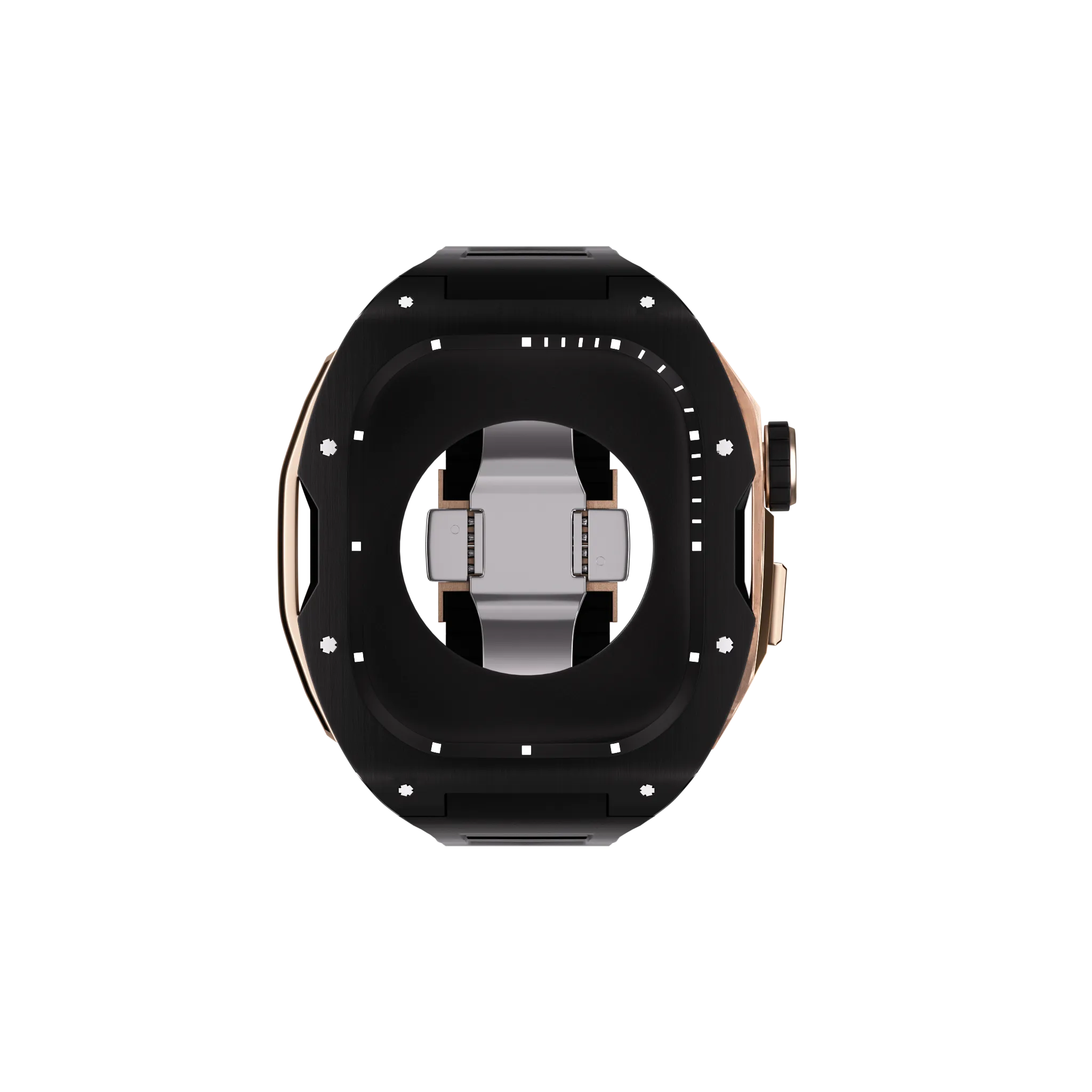 Reqior Apple Watch 45mm Hülle mit integriertem Gummi-Armband (Schwarz/Roségold)