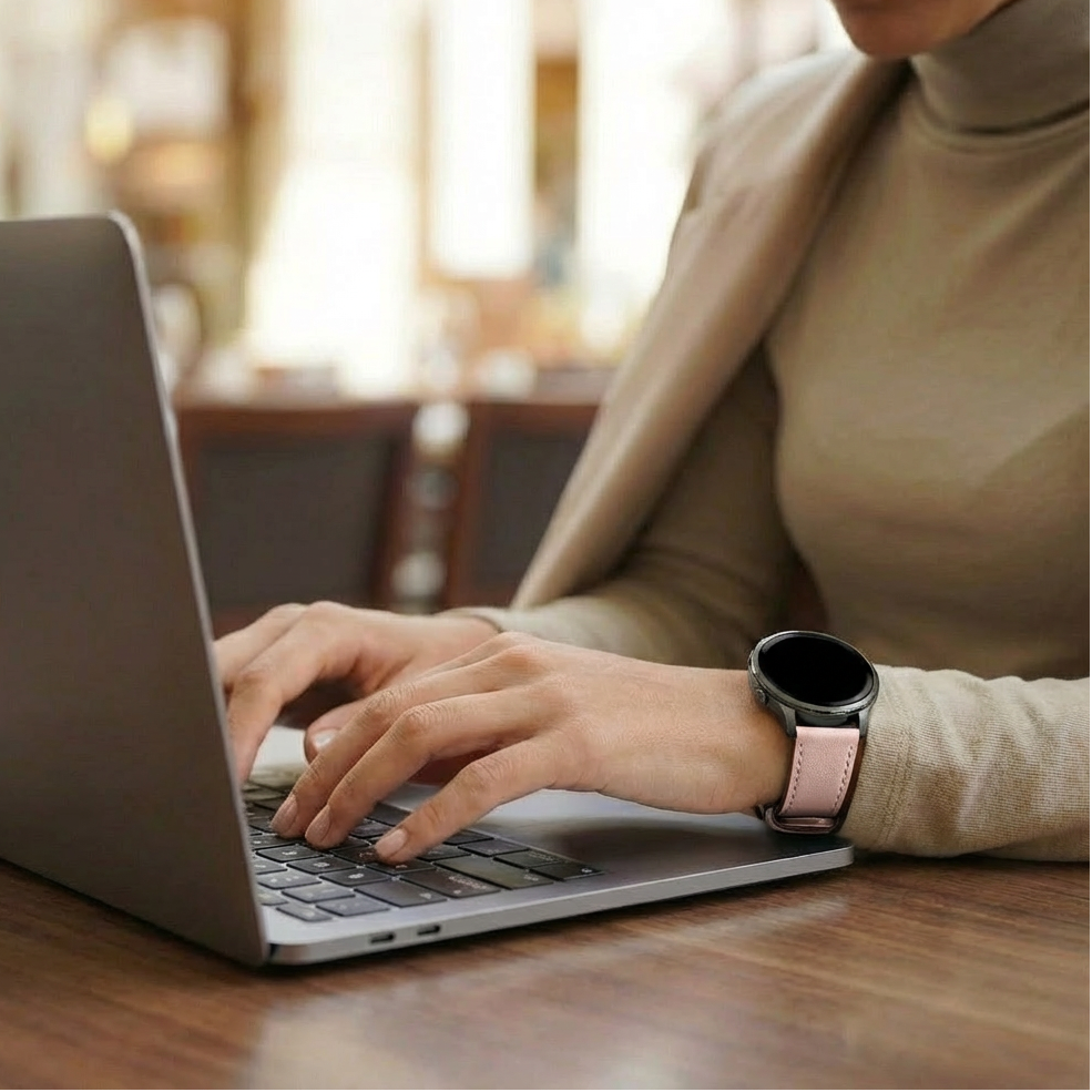 Bandz Garmin Forerunner 245 Leather Strap 'Deluxe' (Pink)