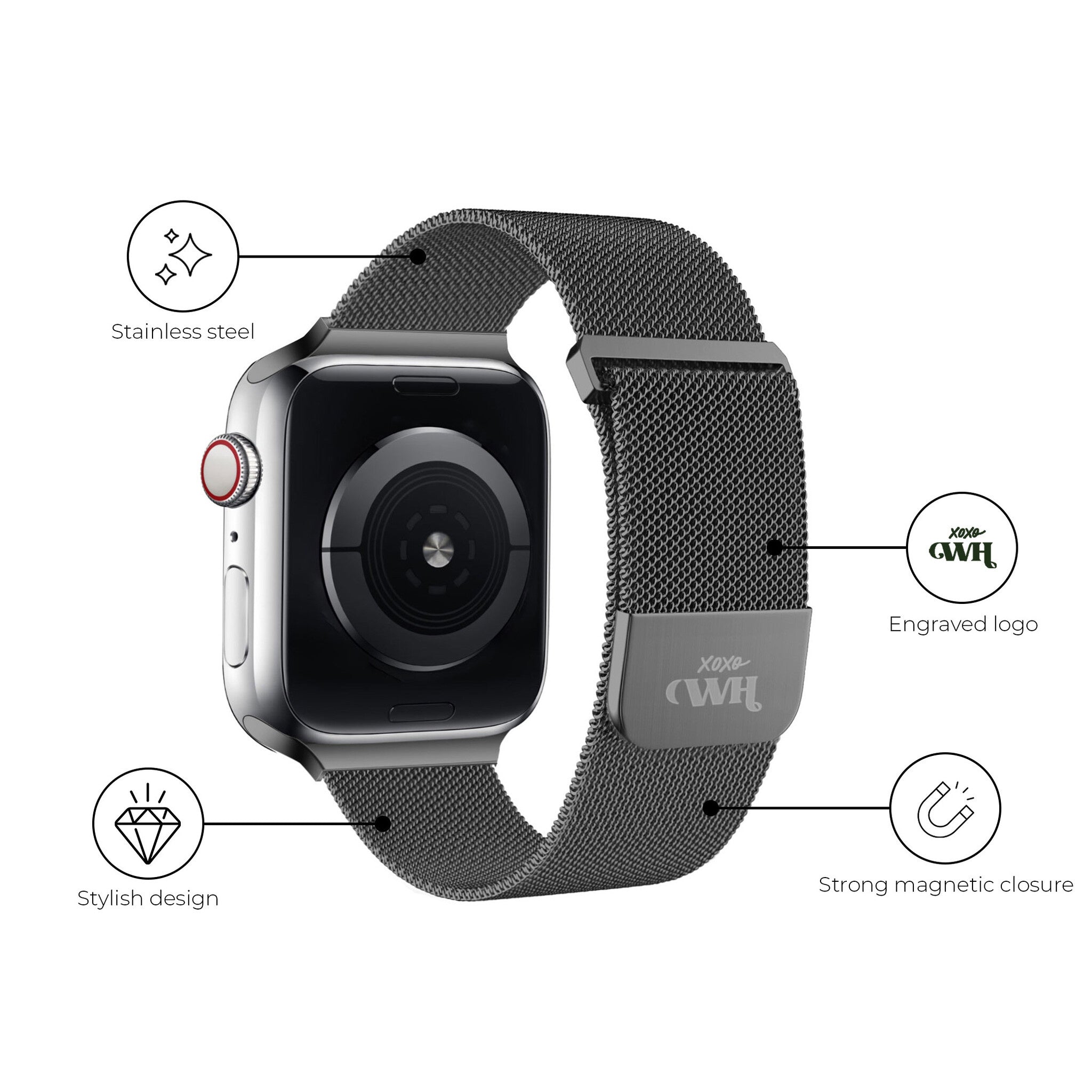 xoxo Wildhearts Apple Watch Milanese Strap (Black)