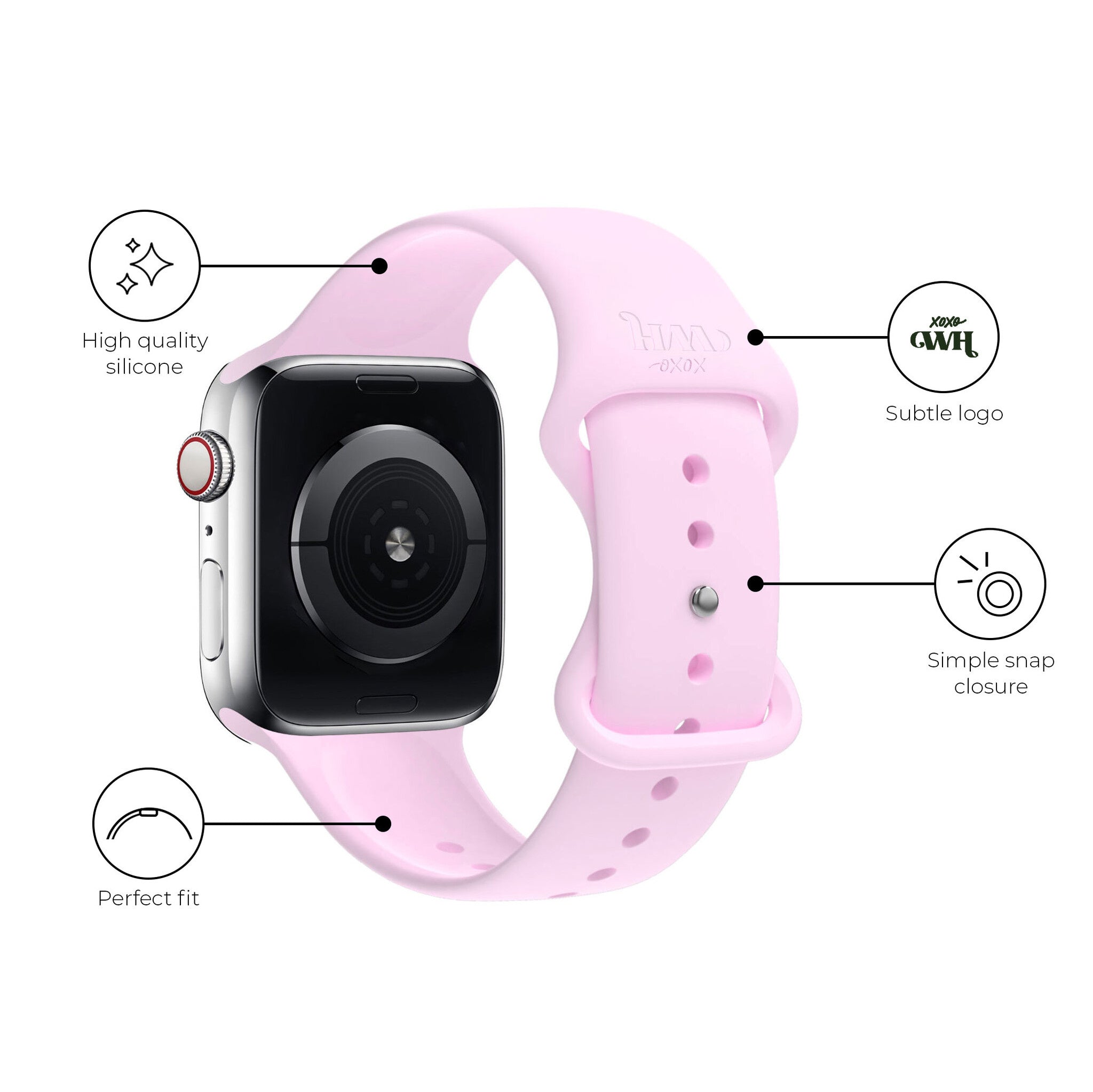 xoxo Wildhearts Apple Watch Silicone Strap (Bright Pink)