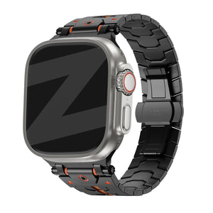 Bandz Apple Watch Metal Grain Strap 'Deluxe' (Black/Orange)