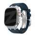 Bandz Apple Watch Silikonarmband 'Luxe Liquid' (Blau/Silber)