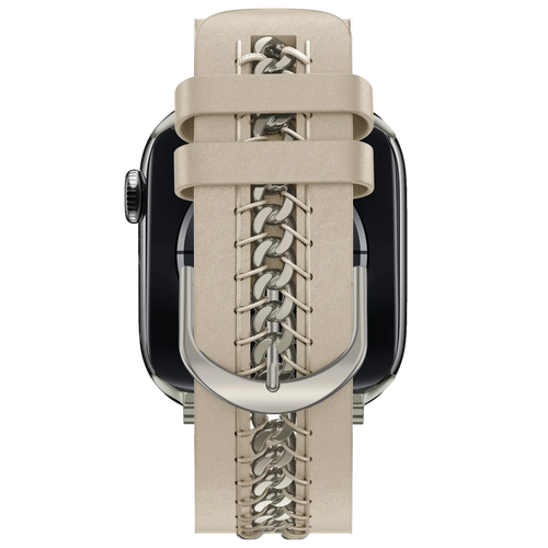 Bandz Apple Watch Leather Strap 'Chains' (Beige)