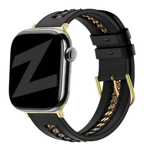 apple watch leather band chains black