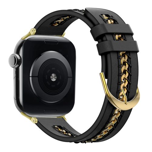 Bandz Apple Watch Lederarmband 'Chains' (Schwarz)